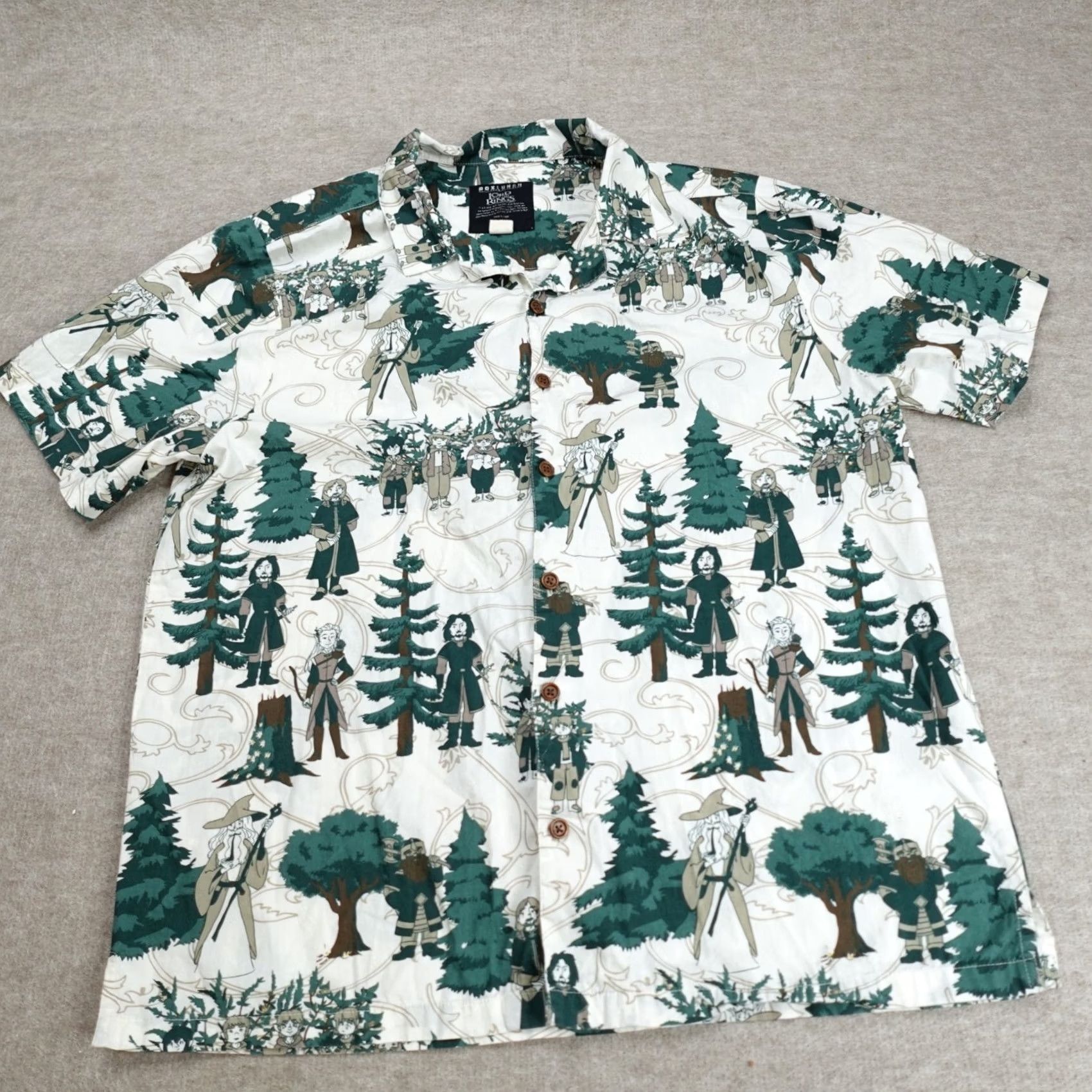 Vintage Boxlunch Shirt XL White Blue Short Sleeve Button-Up Collared Lord of the Rings Mens Vintage: No, USA Theme, Graphic Print Size US XL / EU 56 / 4 - 2 Thumbnail