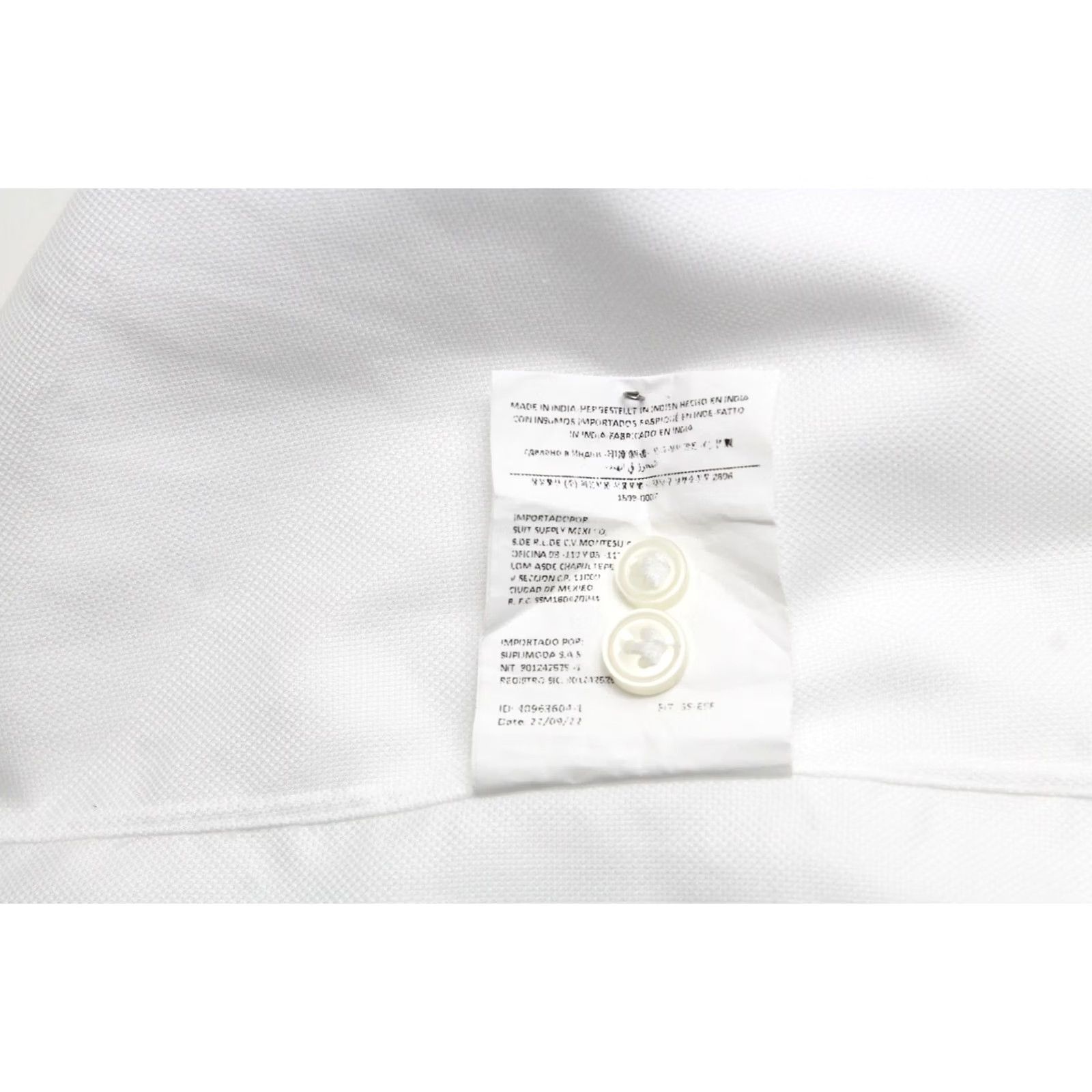 Suitsupply Suitsupply Slim Fit Formal Shirt Men's SMALL Spread Collar Patterned White Shirt Mens Small White Patterned Slim Fit Formal Shirt Size 36R - 7 Thumbnail