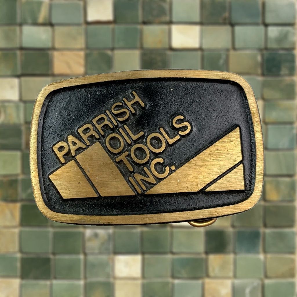 Vintage VINTAGE Parrish Oil Tools Inc Bronze Belt Buckle Dynabuckle Provo Utah Adult Unisex 1980s Occupational Bronze Buckle Dynabuckle Size ONE SIZE - 1 Thumbnail