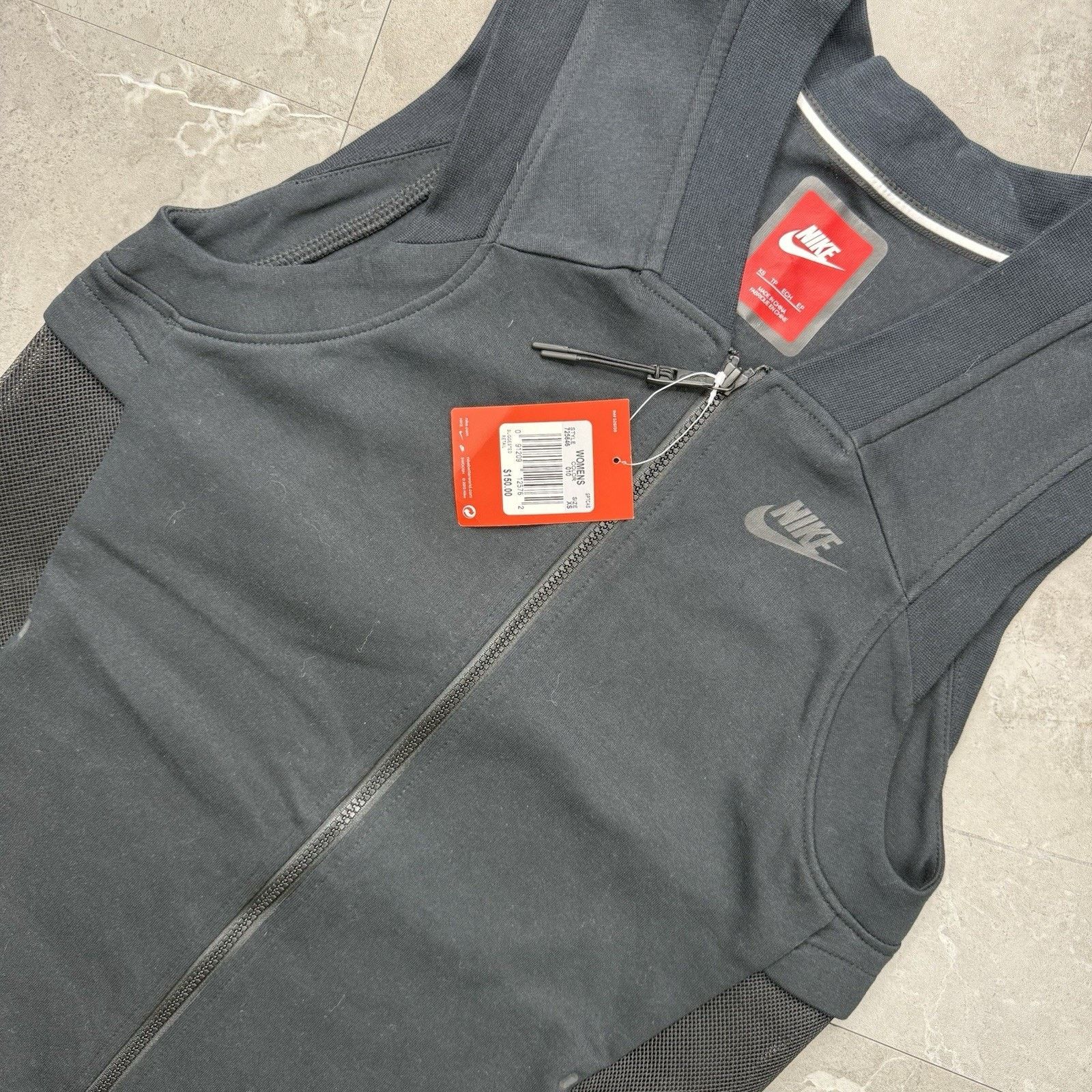 Nike Nike Women’s Tech Fleece Black Fill Zip Cocoon Mesh Vest NWT Size XS / US 0-2 / IT 36-38 - 1 Thumbnail