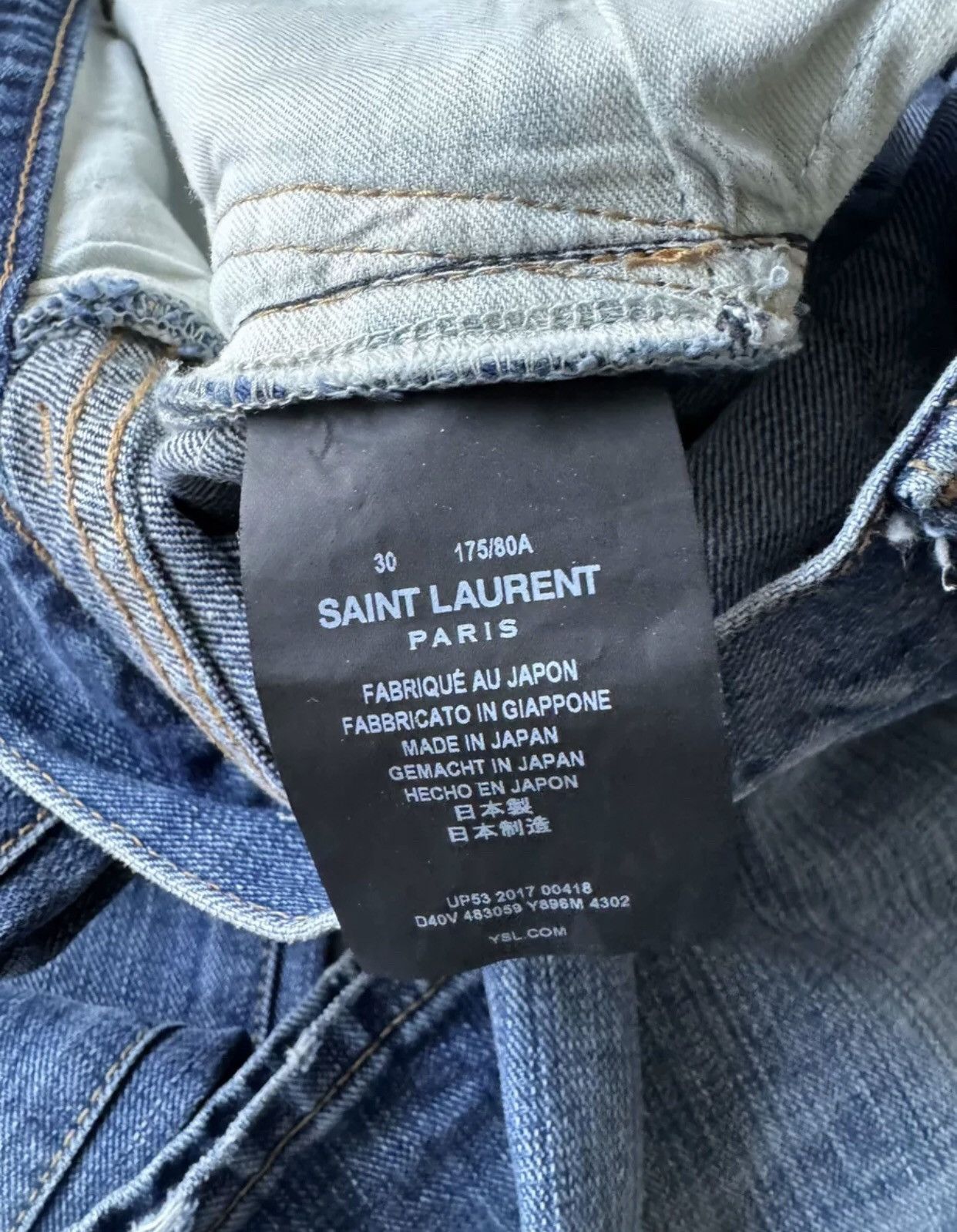 Saint Laurent Paris × Yves Saint Laurent Saint Laurent slp 17aw washed blue jeans 2409-Nextarrow Size US 30 / EU 46 - 4 Thumbnail