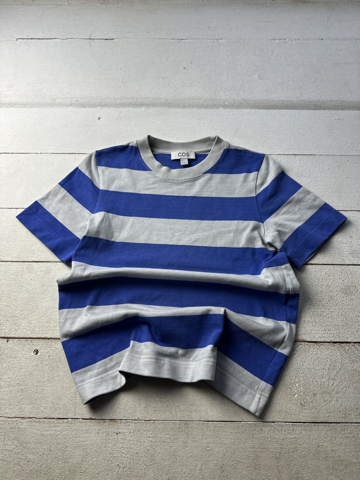 Cos 🚨 COS STRIPED LUXURY WOMEN T-SHIRT BLUE WHITE Size XS / US 0-2 / IT 36-38 - 1 Thumbnail