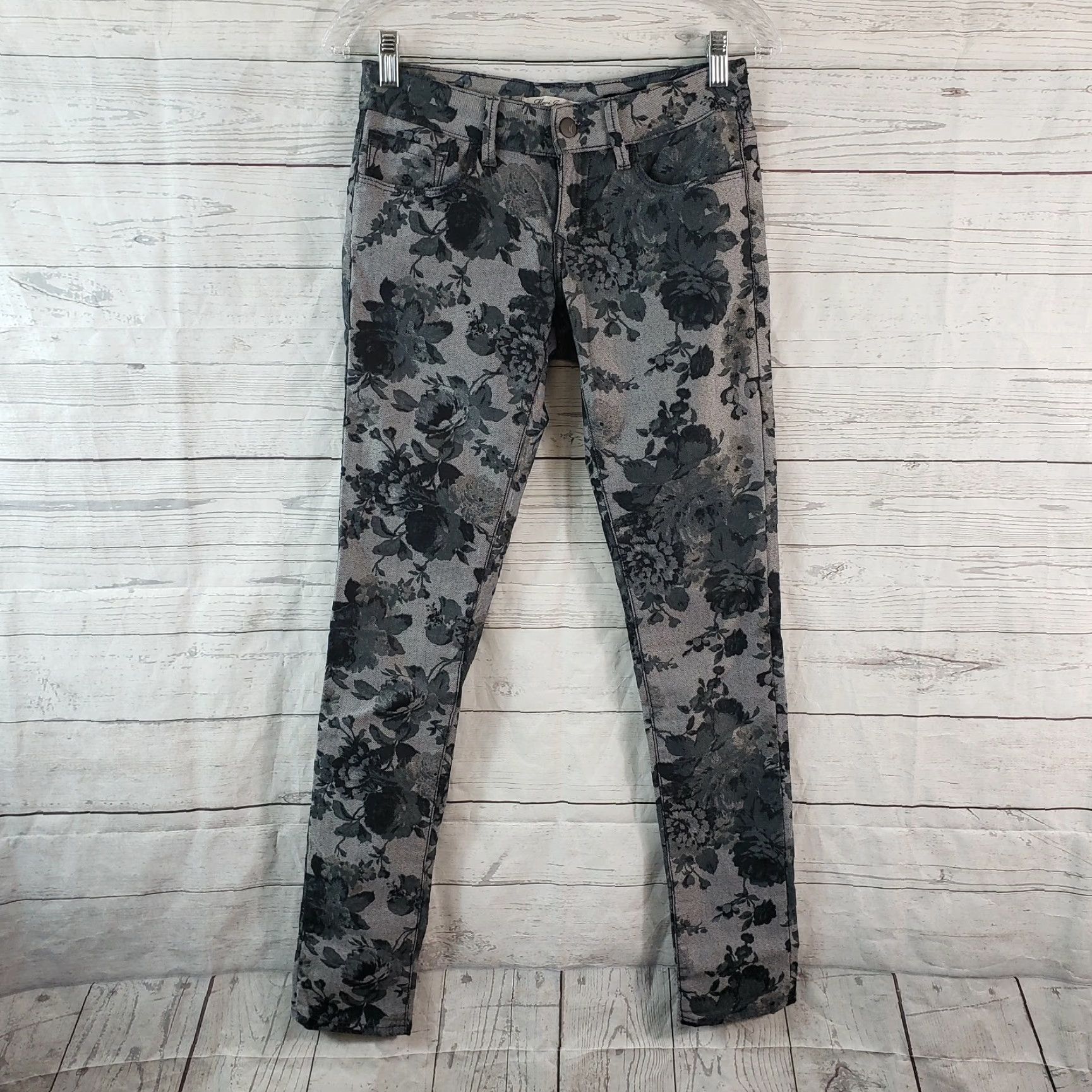 Vintage Mavi Womens Serena Low Rise Super Skinny Jeans Sz 26 Gray Floral Fleece Inseam 31.5in Cotton Blend Size 26" / US 2 / IT 38 - 2 Thumbnail