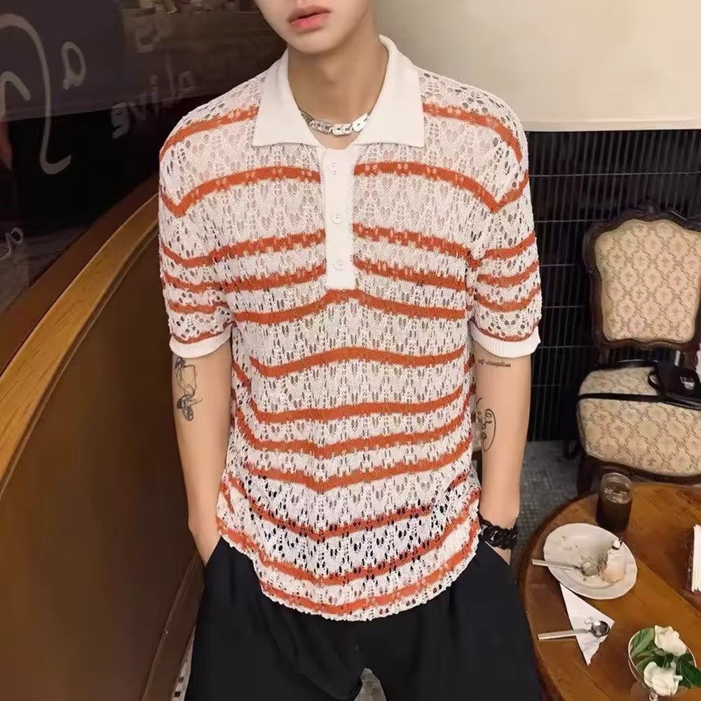 Vintage Knitted Striped Retro Vintage Style Casual Shirt Sweater Size US M / EU 48-50 / 2 - 2 Thumbnail