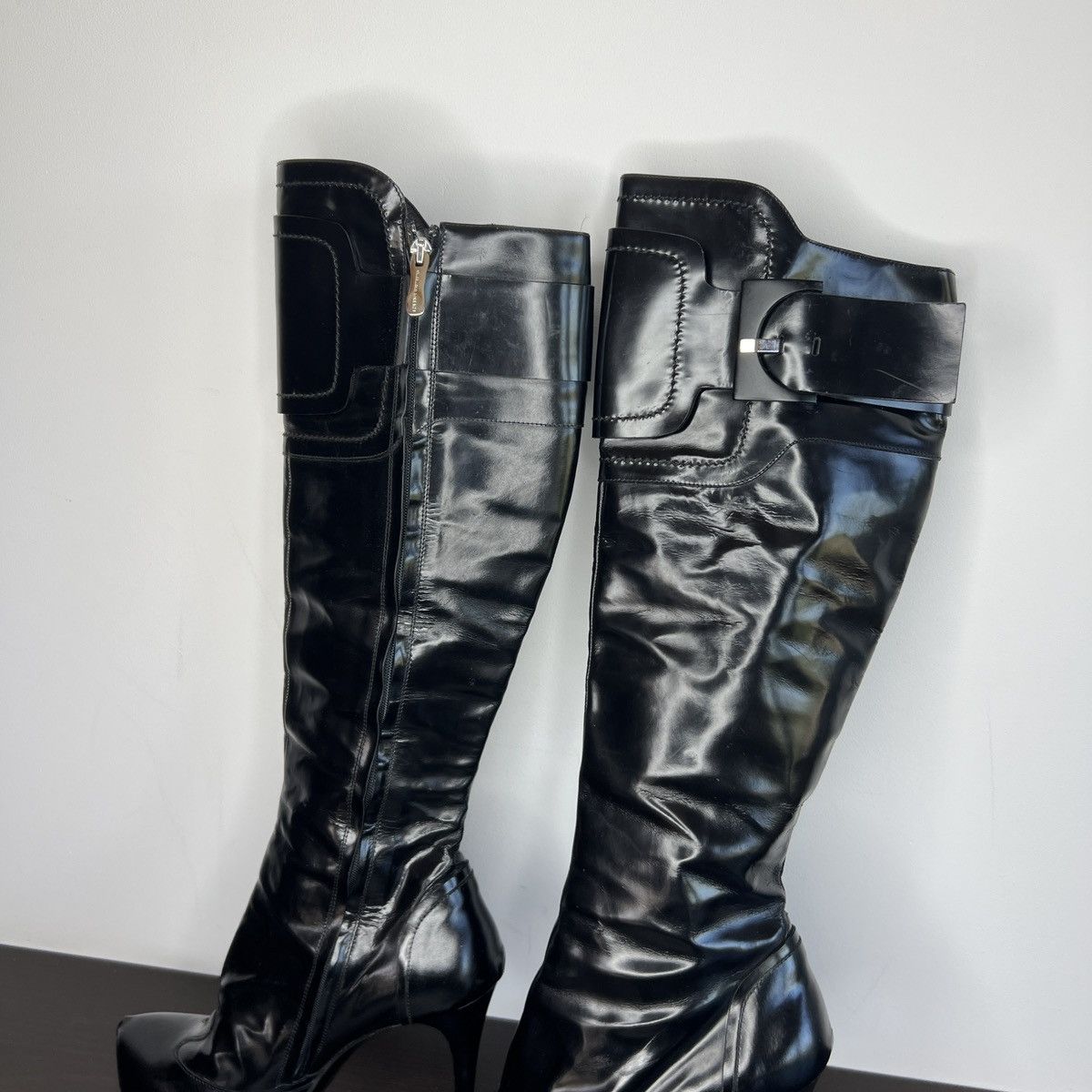 Vintage Gianmarco Lorenzi boots High Black Leather Y2K Coquette Size US 7 / IT 37 - 5 Thumbnail