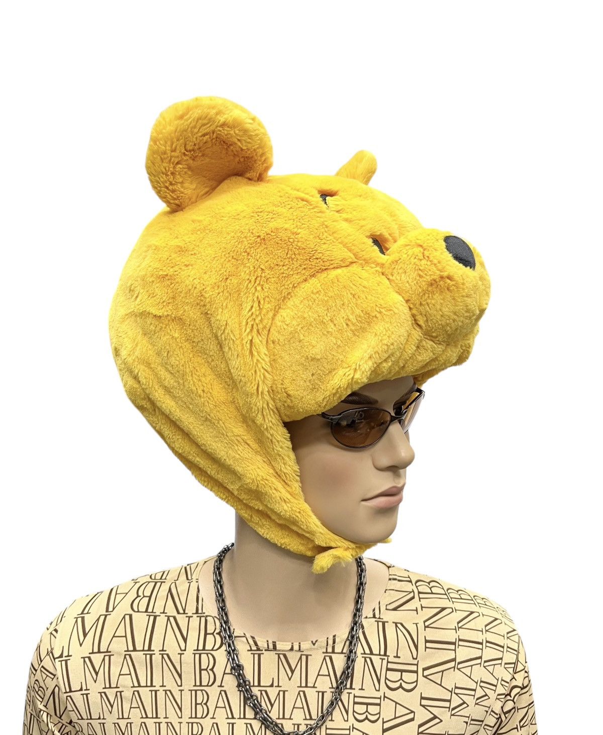 Disney DOPE DISNEY💥Vtg WINNIE THE POOH Fluffy Costume Trapper Hat Size ONE SIZE - 4 Thumbnail