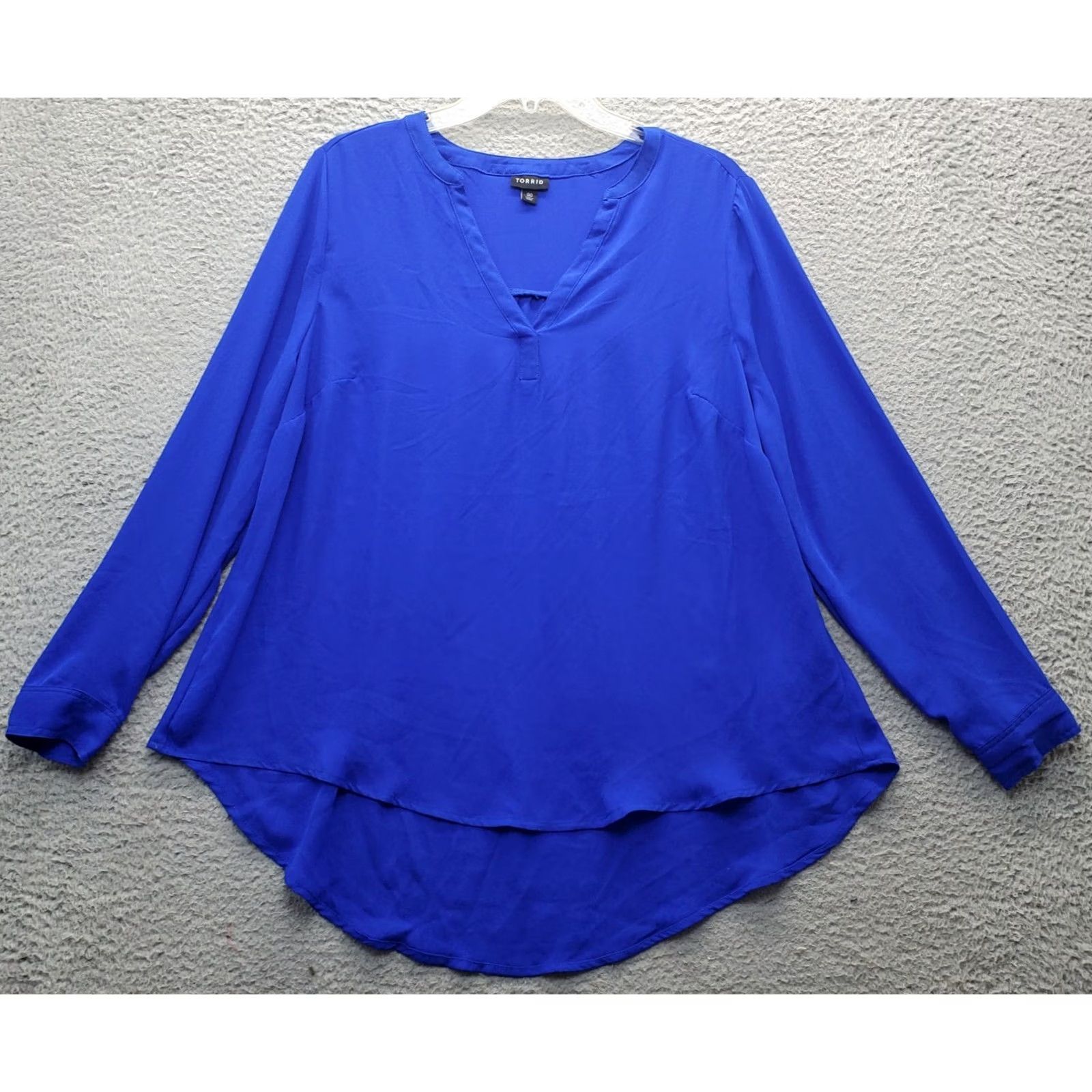 Torrid Torrid Boho Tunic Top Blue 00 Long Sleeve V-Neck Loose Fit Womens Shirt Size XXS / US 00 / IT 34 - 2 Thumbnail