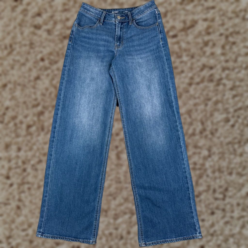 Old Navy Old Navy Wide Leg Jeans Womens 2 High Rise Blue Denim Cotton Blend 26x30 5-Pocket Regular Fit Size 26" / US 2 / IT 38 - 1 Thumbnail