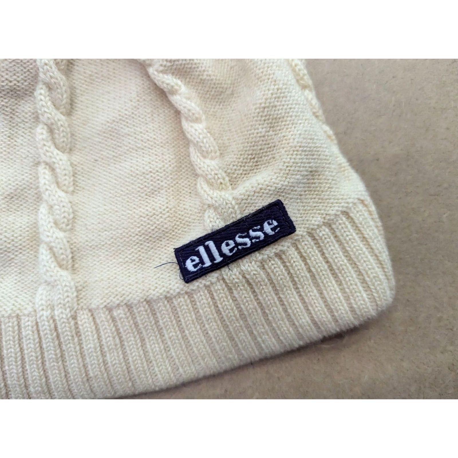 Ellesse VINTAGE Ellesse Beanie Hat One Size Beige Wool Knit Ski Unisex Adults Mens Womens Boys Girls Made in Italy Size ONE SIZE - 2 Thumbnail
