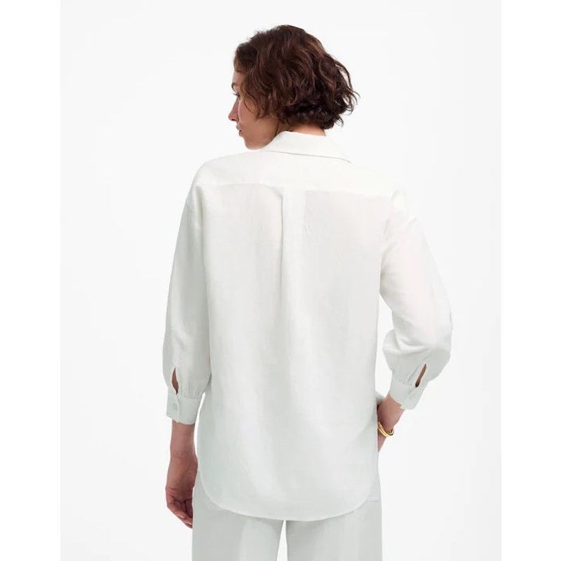Madewell NWT Madewell Shirred Button-Up Shirt in Linen-Cotton Size M Size M / US 6-8 / IT 42-44 - 3 Thumbnail