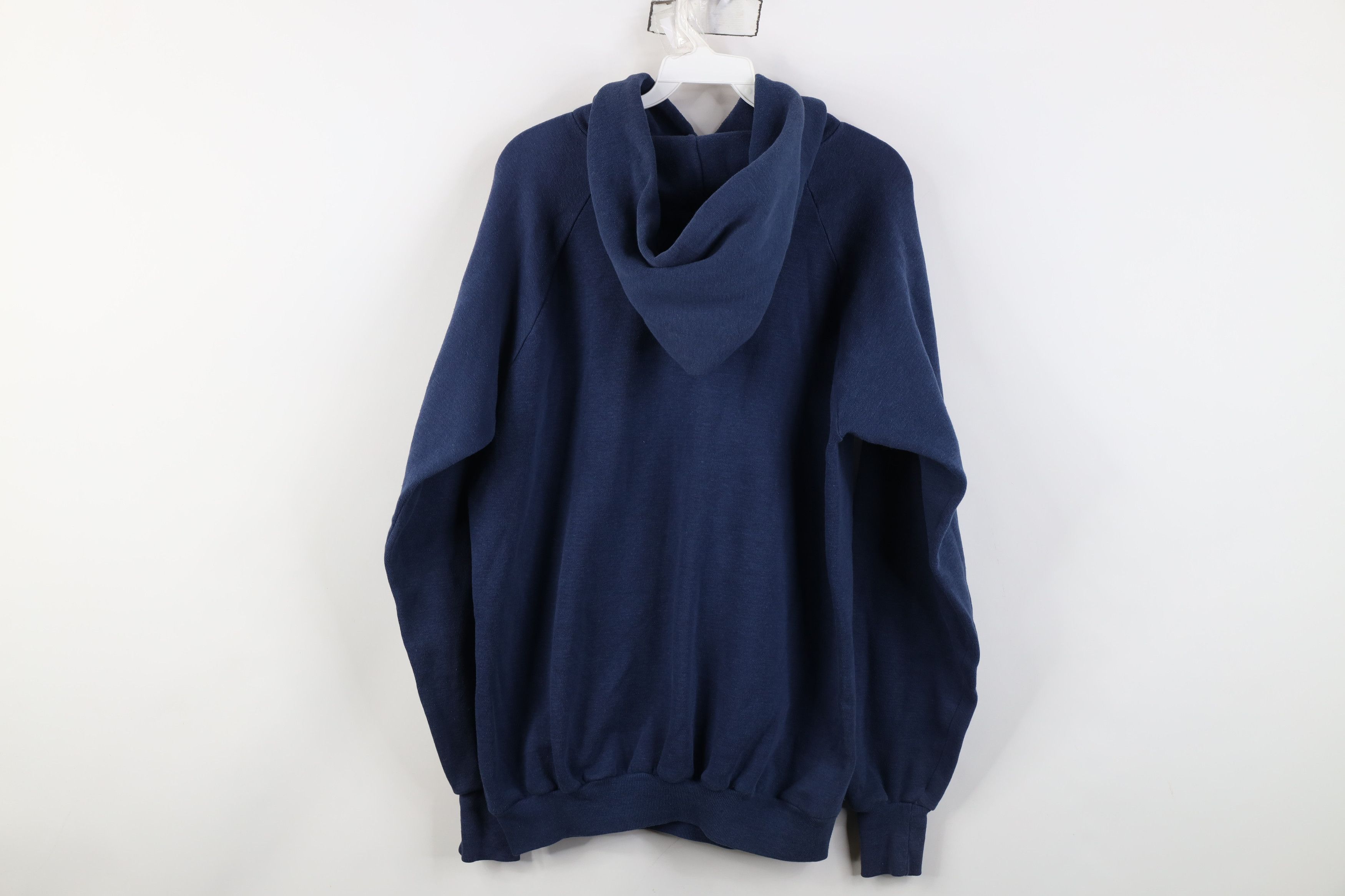 Vintage Vintage 70s Streetwear Blank Hoodie Sweatshirt Blue USA Size US XL / EU 56 / 4 - 13 Thumbnail