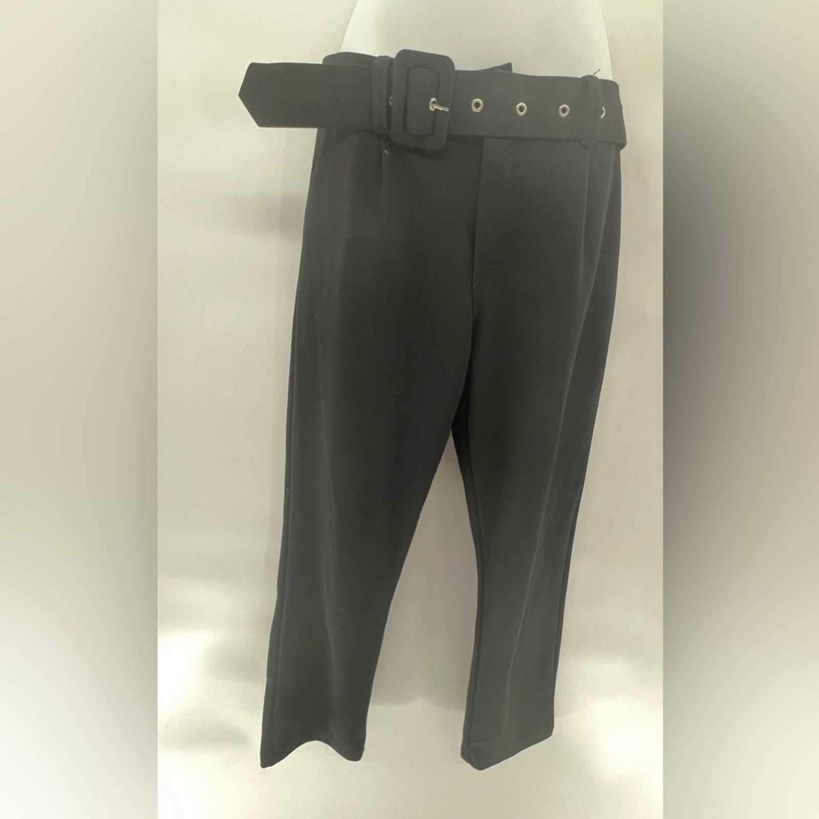 Boohoo Boohoo Black Ladies Belted Dress Pant - Size 4 Size 27" / US 4 / IT 40 - 2 Thumbnail