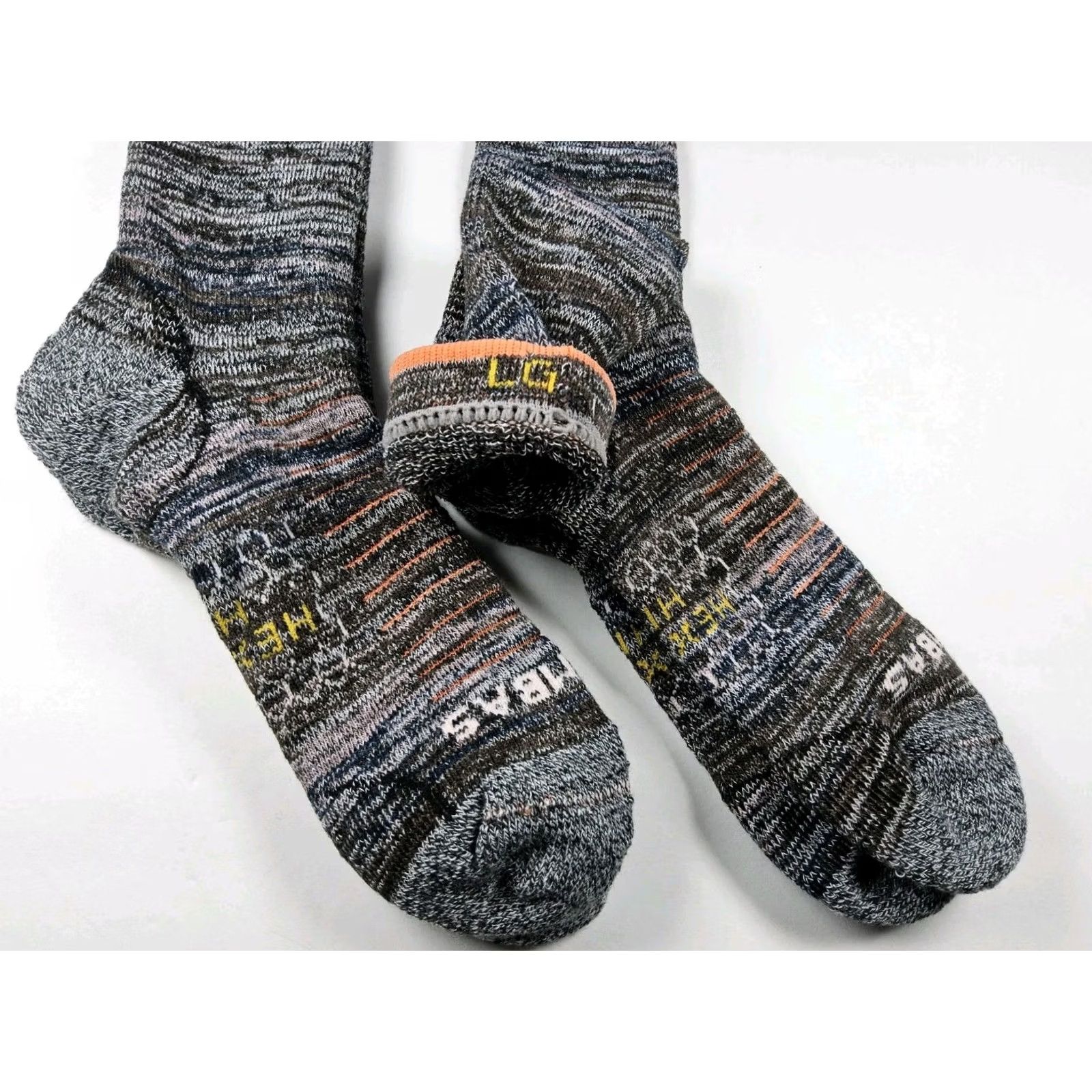 Vintage Bombas Hex Tec Hike Hiking Socks Lot Of 2 Pairs Size L Stripe Calf Mens Size ONE SIZE - 3 Thumbnail