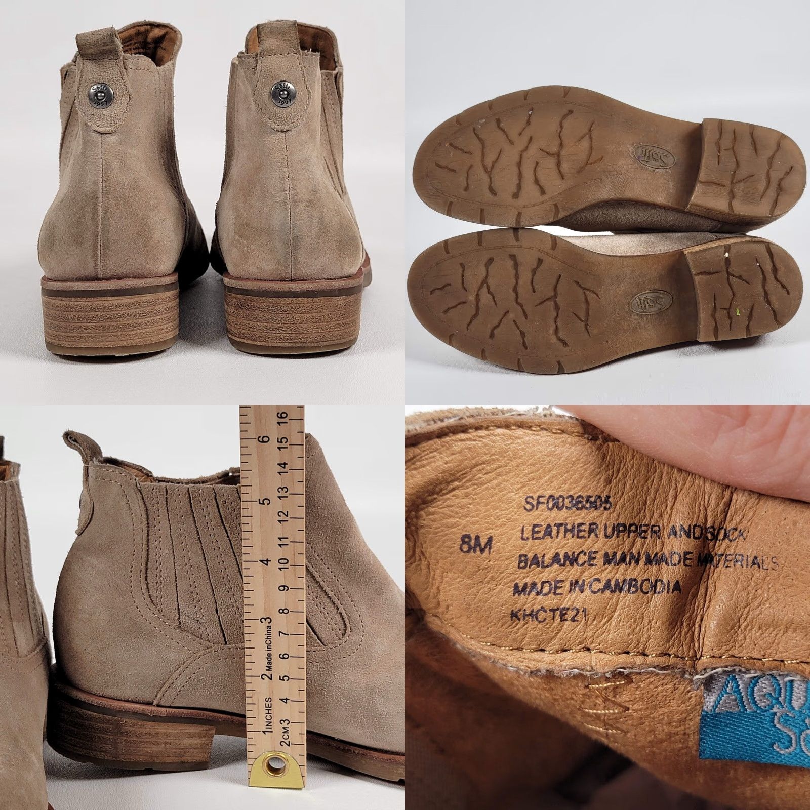 Vintage Sofft Bellis III Womens 8 M Beige Suede Chelsea Boots Block Heel Ankle Leather Insole Rubber Comfort Size US 8 / IT 38 - 8 Thumbnail