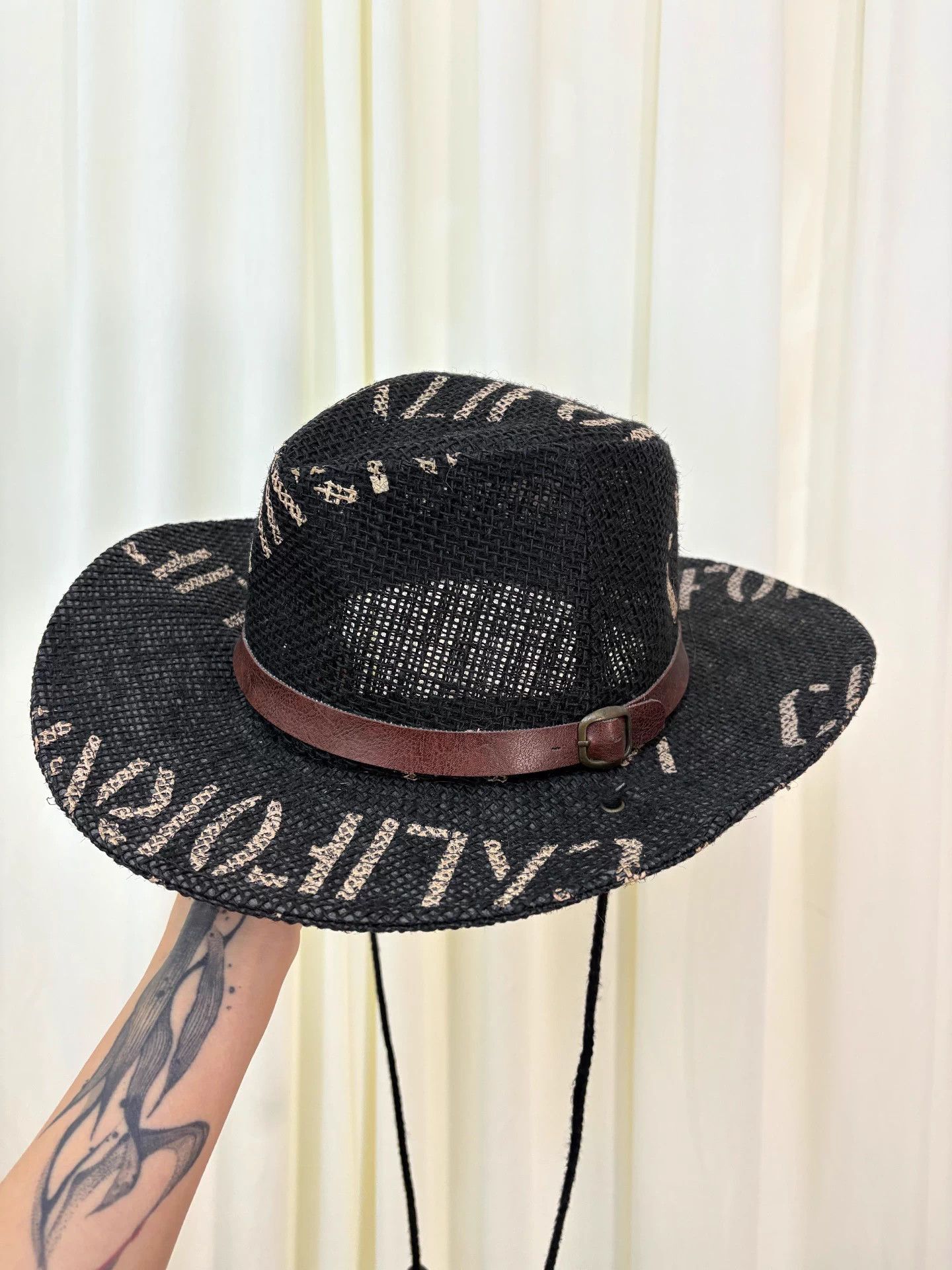 Other d.i.a gal Letter Print Fur Trimmed Woven Hat Size ONE SIZE - 5 Thumbnail