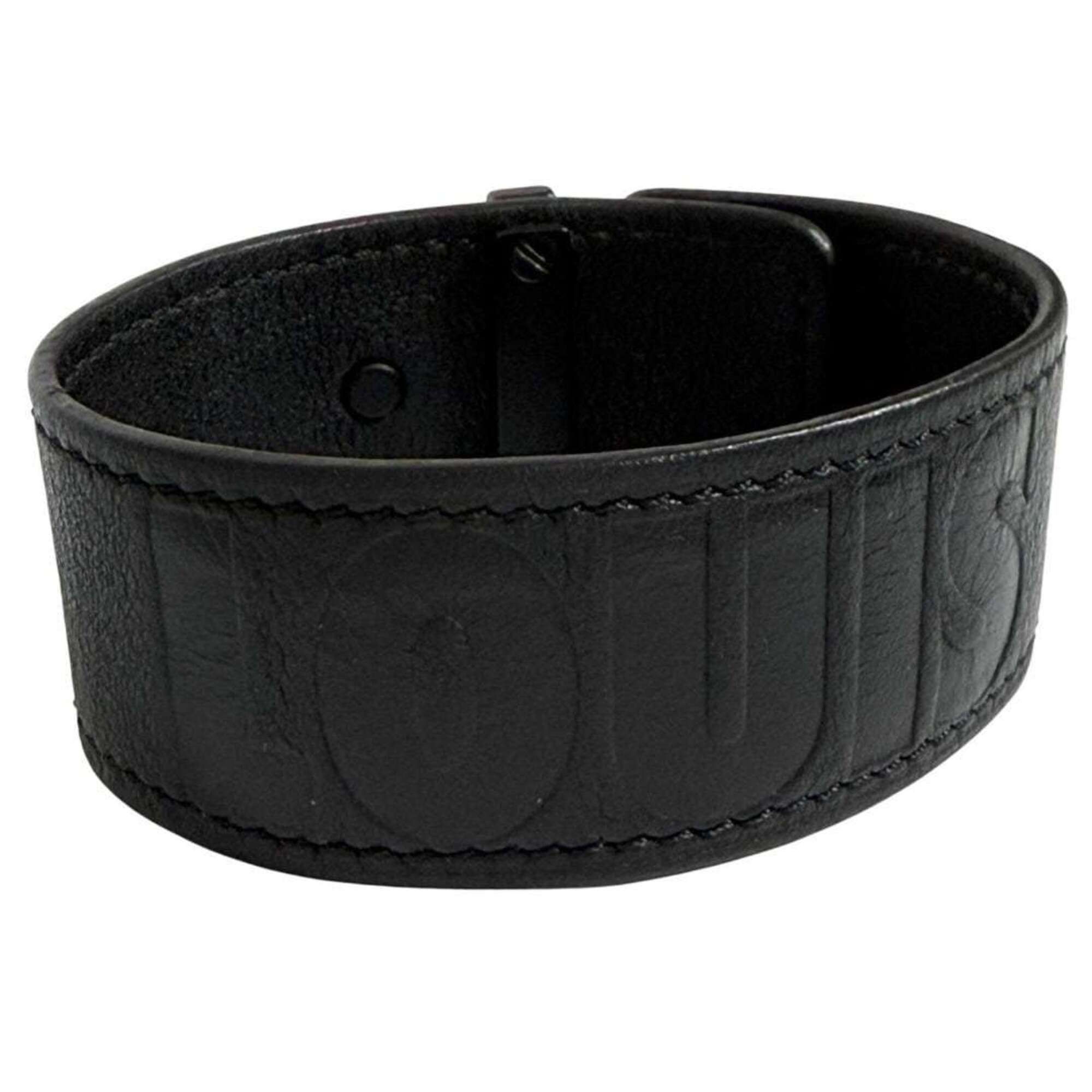 Louis Vuitton Louis Vuitton Men's Wide Bracelet, History Series, Leather, Black Size ONE SIZE - 1 Thumbnail