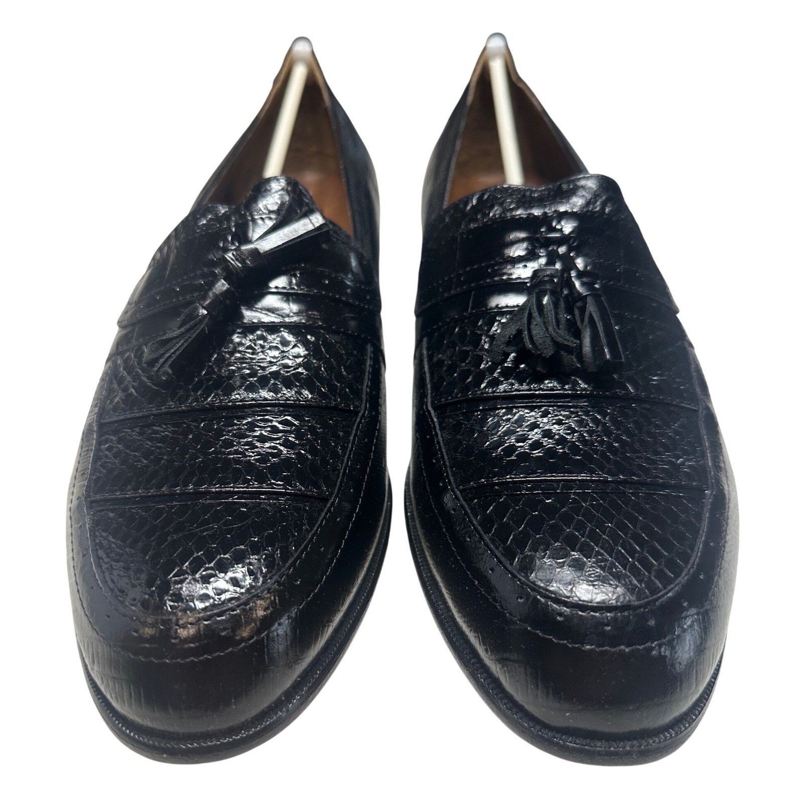 Stacy Adams Stacy Adams 13 Black New Genuine Snake Skin Tassel Loafers Size US 13 / EU 46 - 2 Thumbnail