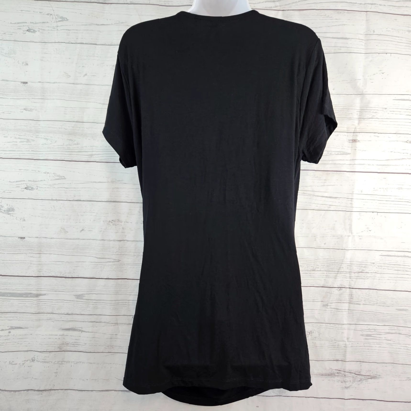 Vintage Seraphine Womens Top XL Solid Black Short Sleeve Viscose Blend T-Shirt Womens XL Black Seraphine V-Neck Pullover Size XL / US 12-14 / IT 48-50 - 3 Thumbnail