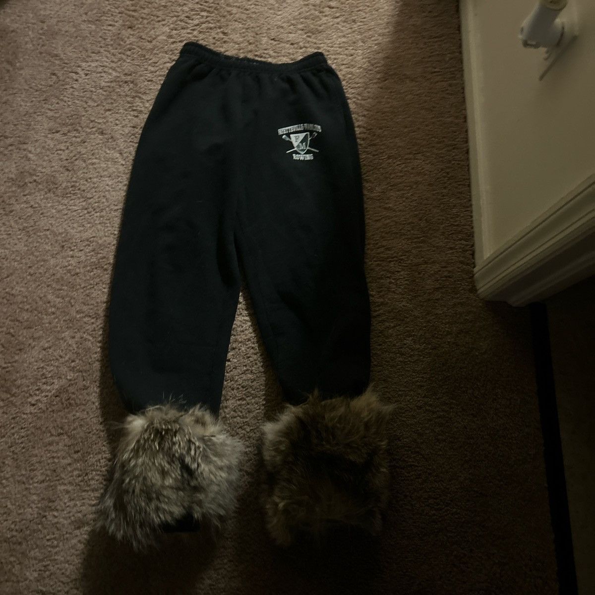 image of Ed Hardy Fur Sweatpants in Black, Women's (Size 33)