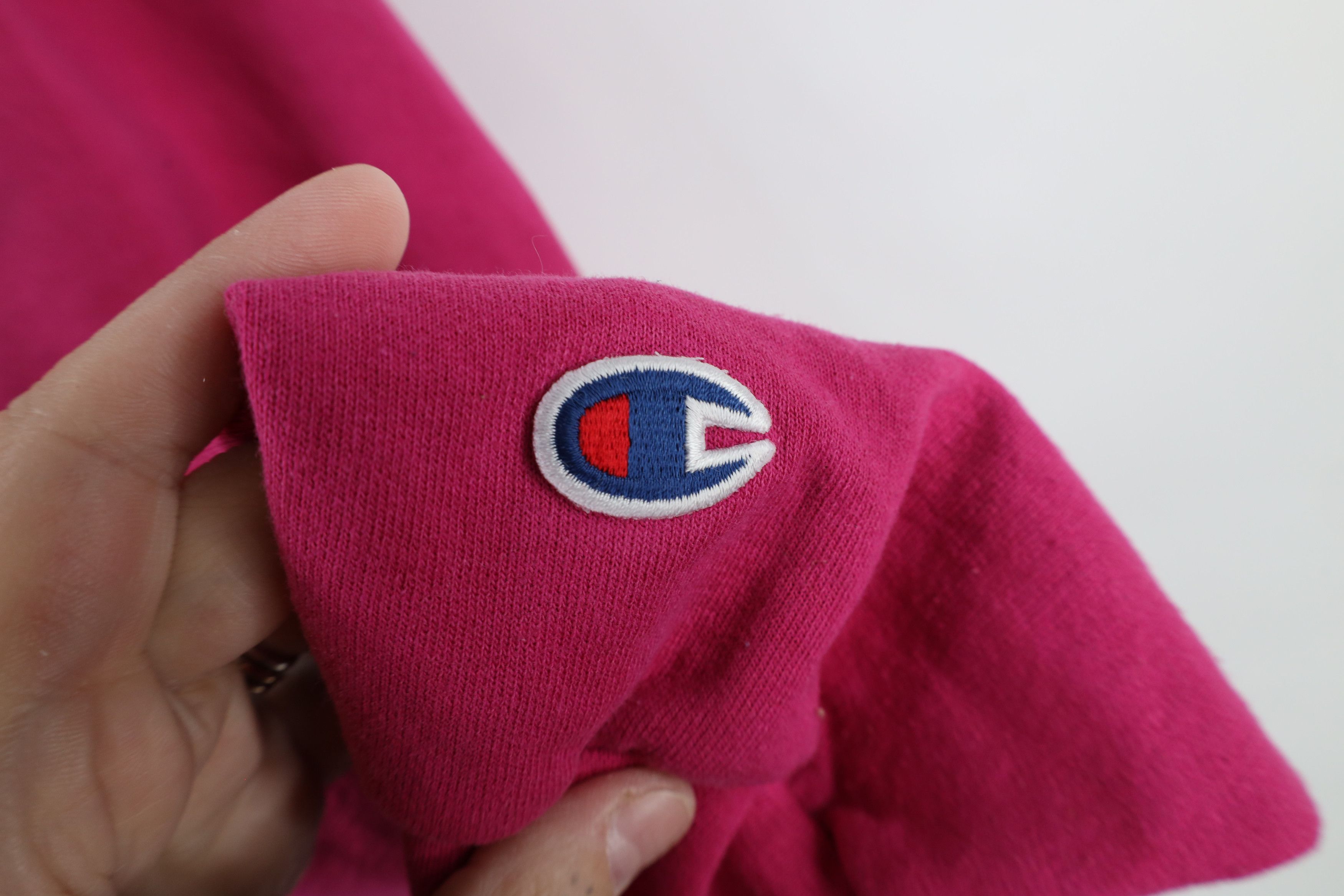 Champion × Vintage Vintage 90s Champion Spell Out Hoodie Sweatshirt Pink Size US L / EU 52-54 / 3 - 4 Thumbnail
