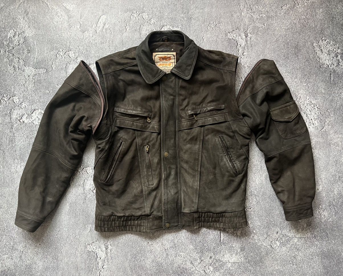 Leather Re-attachable Sleeves Brown vintage leather jacket Size US L / EU 52-54 / 3 - 2 Thumbnail