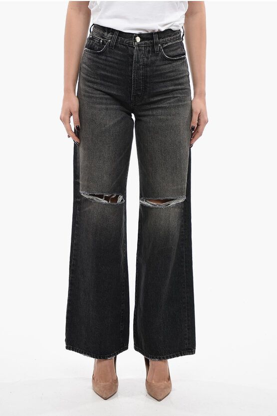 image of Amiri Og1Mm0524 Distressed Jeans In Grey in Blue, Women's (Size 26)