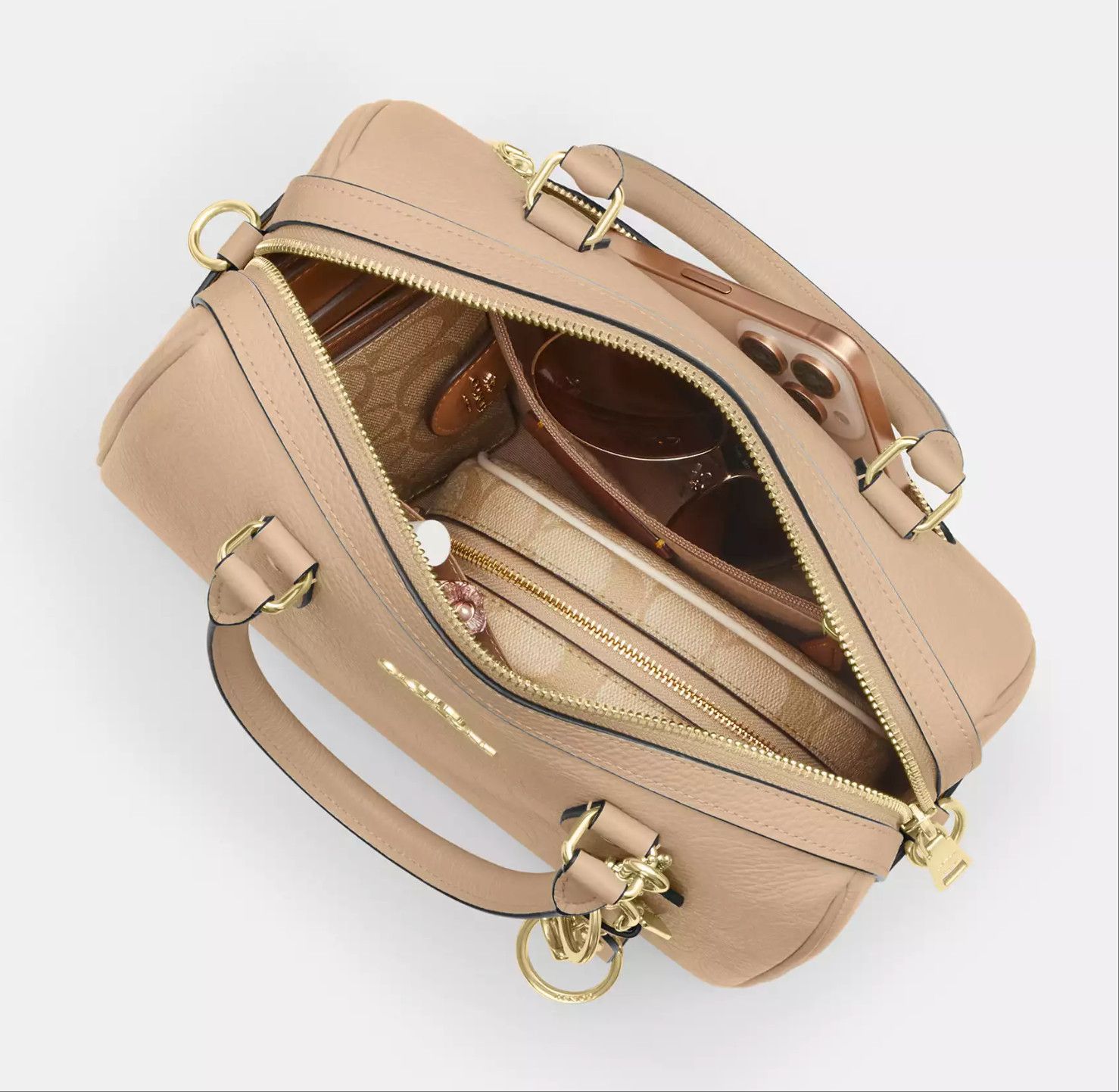 Coach Rowan Satchel Bag In Signature Leather CCD50 Oat Size ONE SIZE - 14 Thumbnail