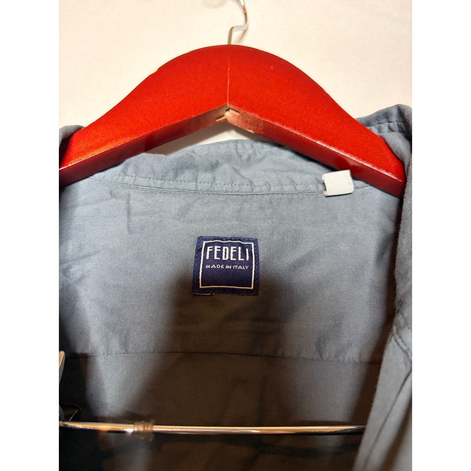 Fedeli Fedeli Blue Grey lightweight cotton button down shirt 16.5 Size US L / EU 52-54 / 3 - 2 Thumbnail