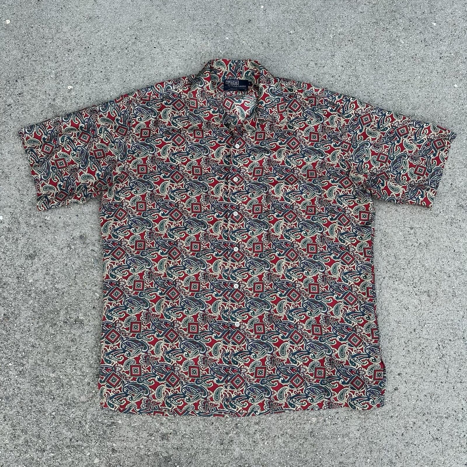 Polo Ralph Lauren × Vintage Vintage Polo Ralph Lauren Paisley Short Sleeve Silk Shirt Size US L / EU 52-54 / 3 - 2 Thumbnail