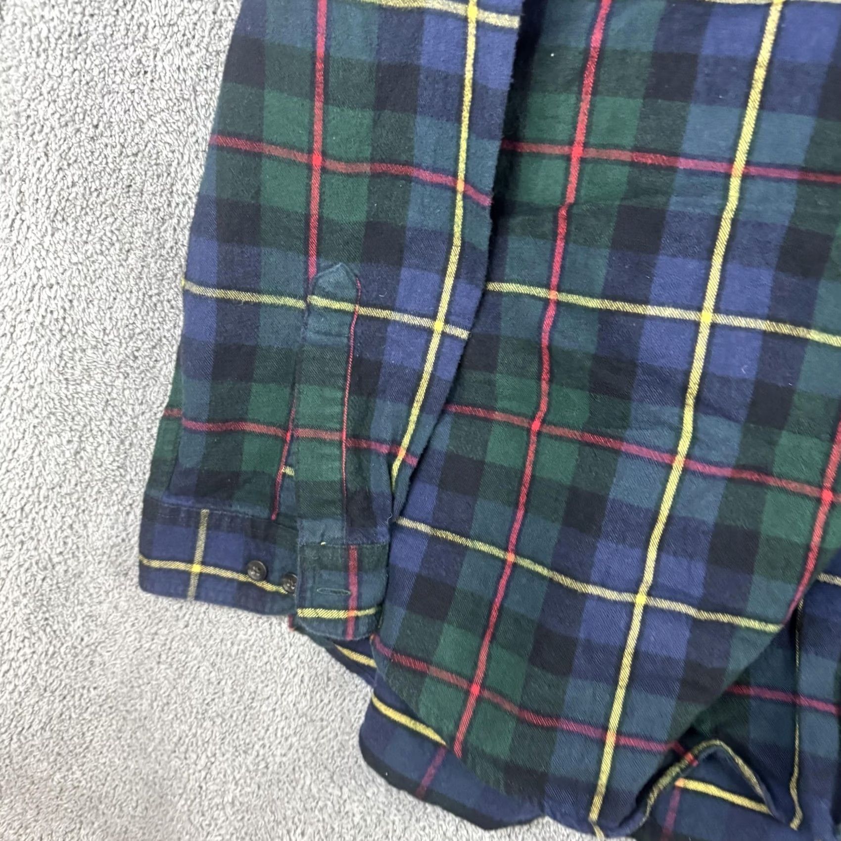 Vintage L.L.Bean Shirt Mens 2XLT Tall Green Navy Plaid Flannel Button Front Casual Size US XXL / EU 58 / 5 - 2 Thumbnail
