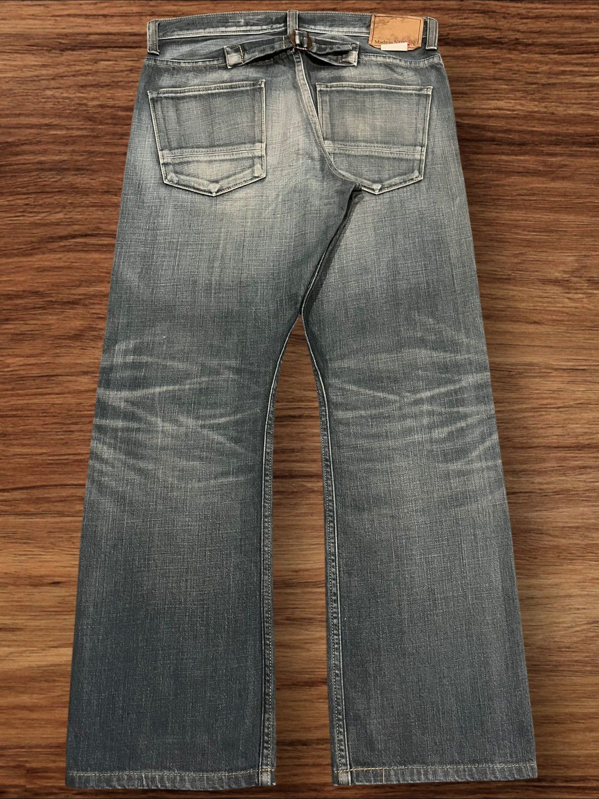 Japanese Brand × Tornado Mart Vintage Japanese Back Number Buckle Back Blue Faded Jeans Size US 33 - 2 Thumbnail