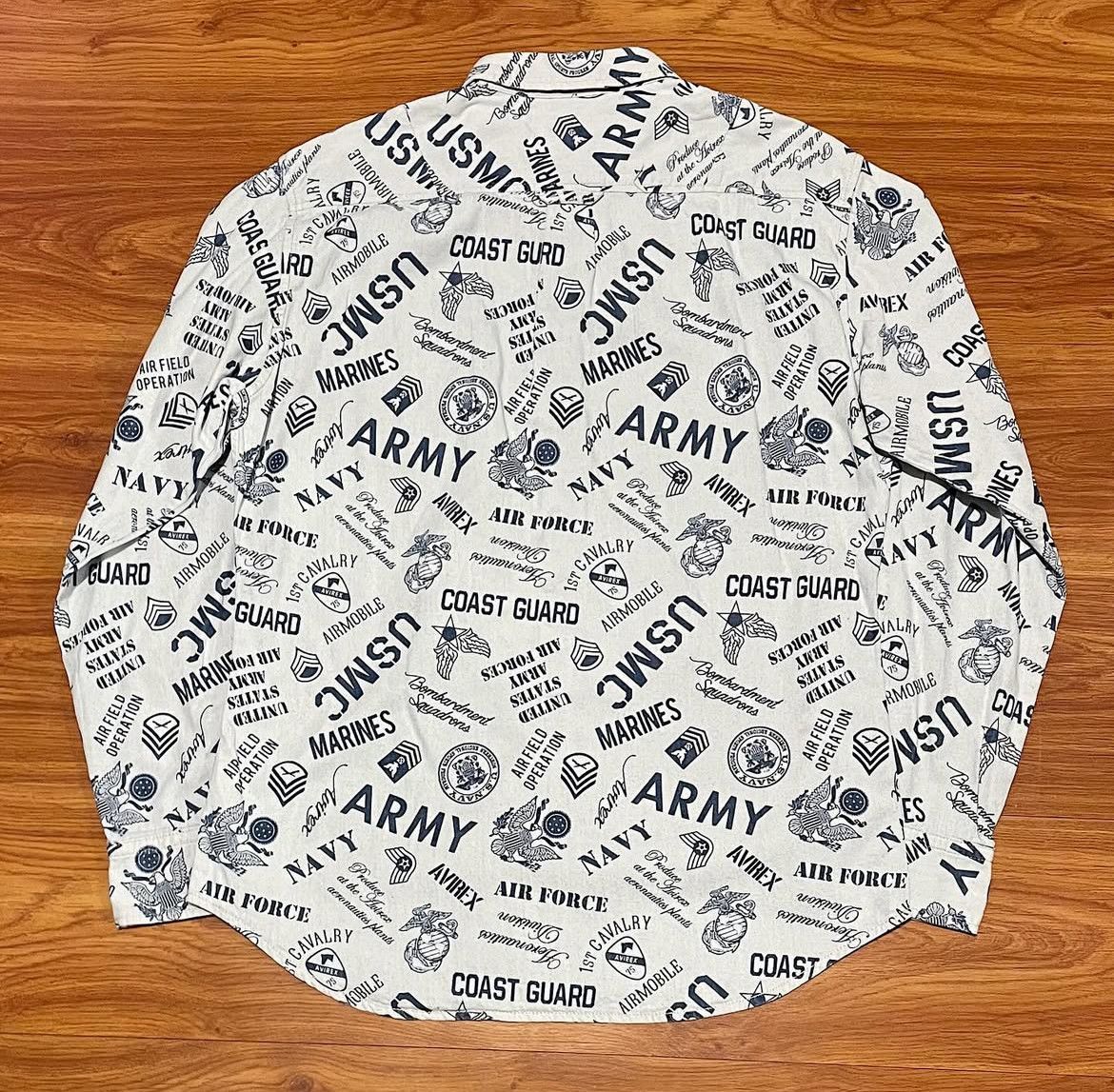 Avirex 2000s Avirex Type Blue Printed Various Military Work Shirt Size US L / EU 52-54 / 3 - 3 Thumbnail