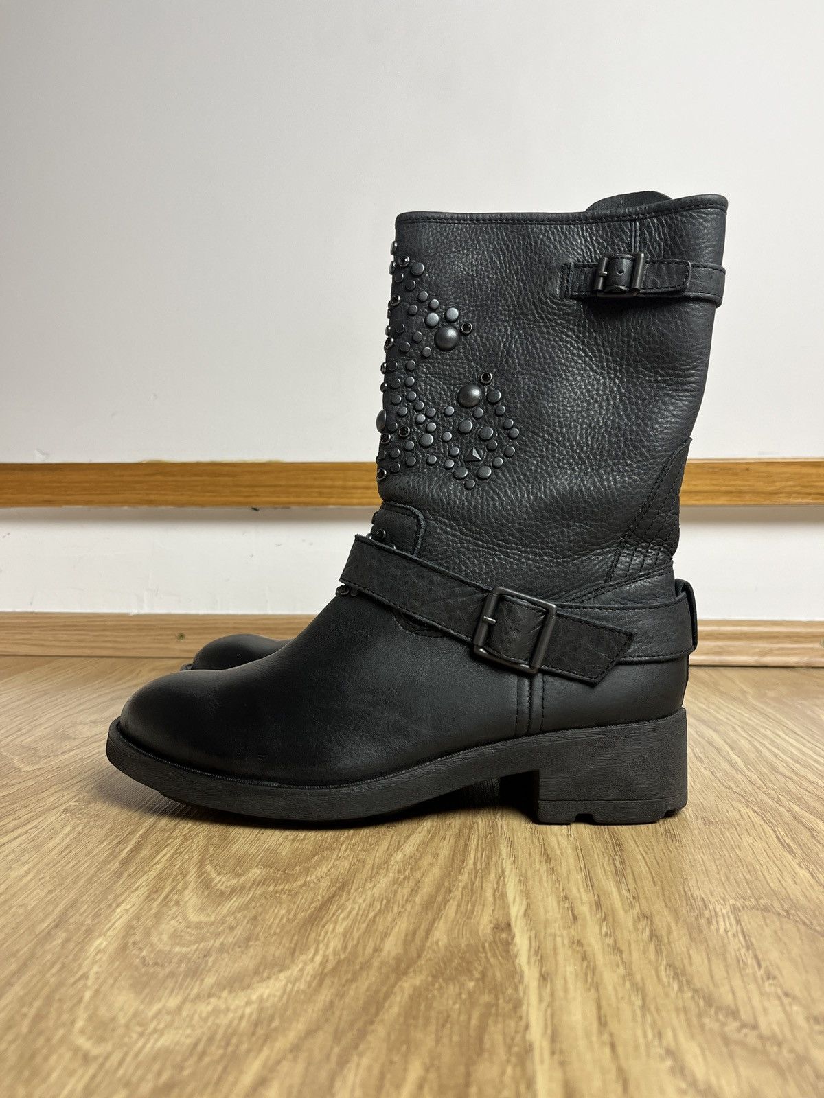 ASH ASH Black Leather Studded Biker Moto Boots Avant-Garde Size US 8 / IT 38 - 3 Thumbnail