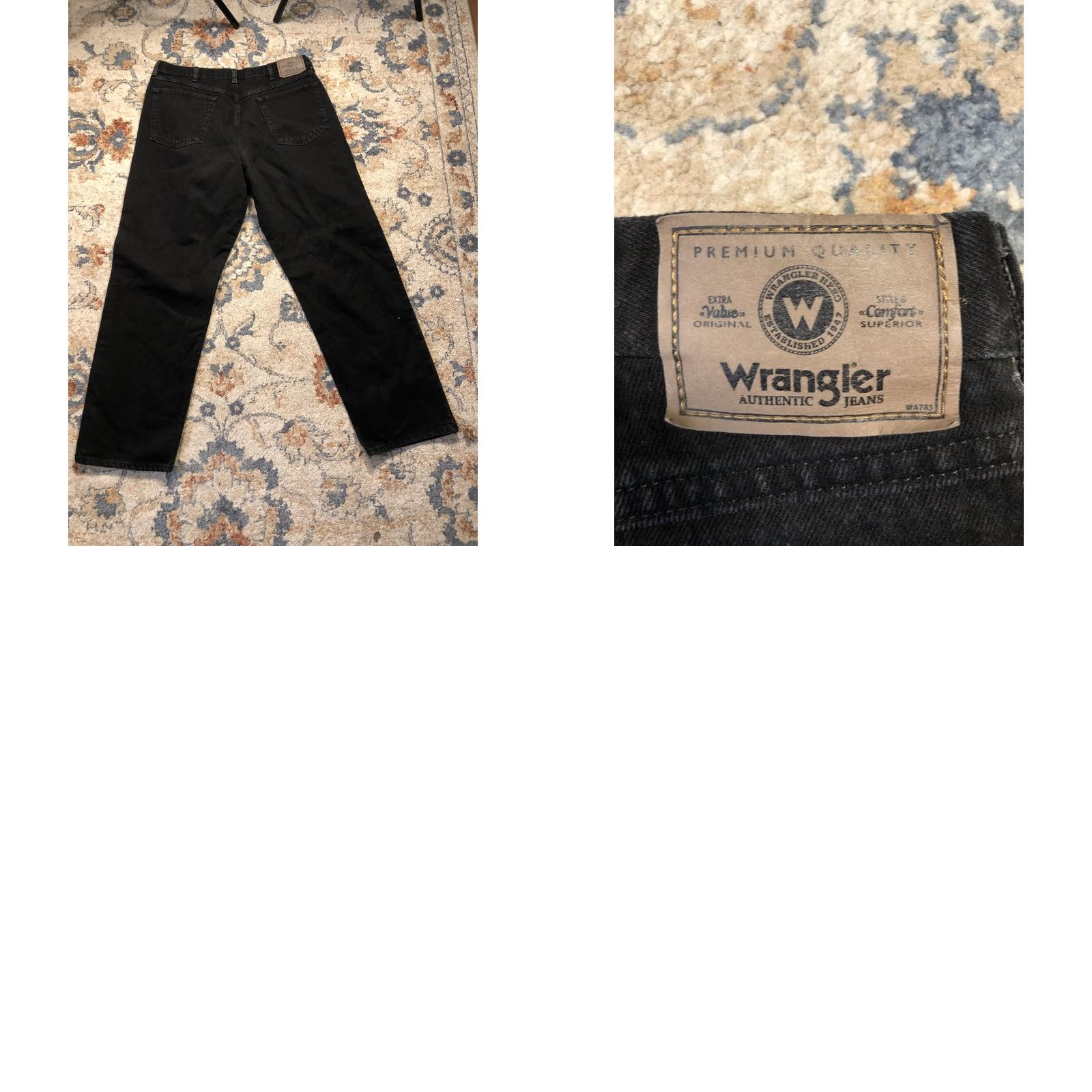 Wrangler Wrangler Jeans Mens 36x30 Black Denim Straight Leg WA783 Five Pocket Authentics Size US 36 / EU 52 - 9 Thumbnail