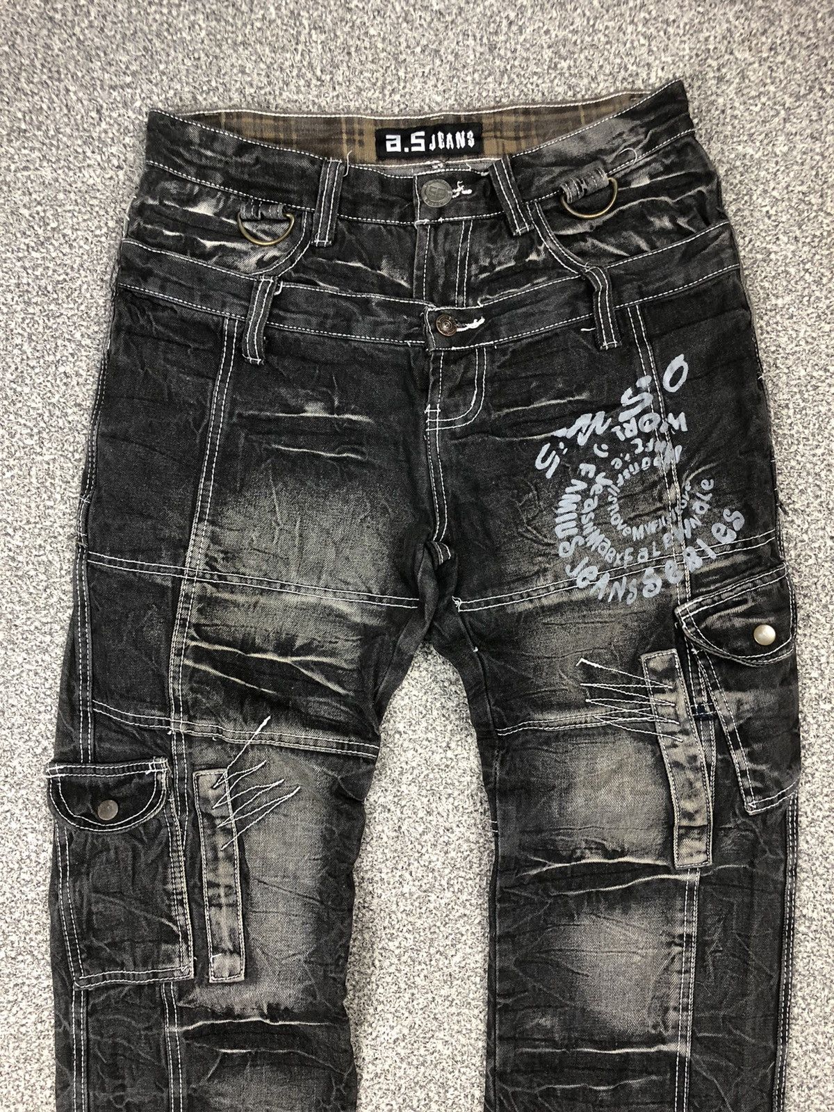 Japanese Brand Japanese Brands ASTON Faded Double Waist Cargo Jeans Size US 32 / EU 48 - 3 Thumbnail
