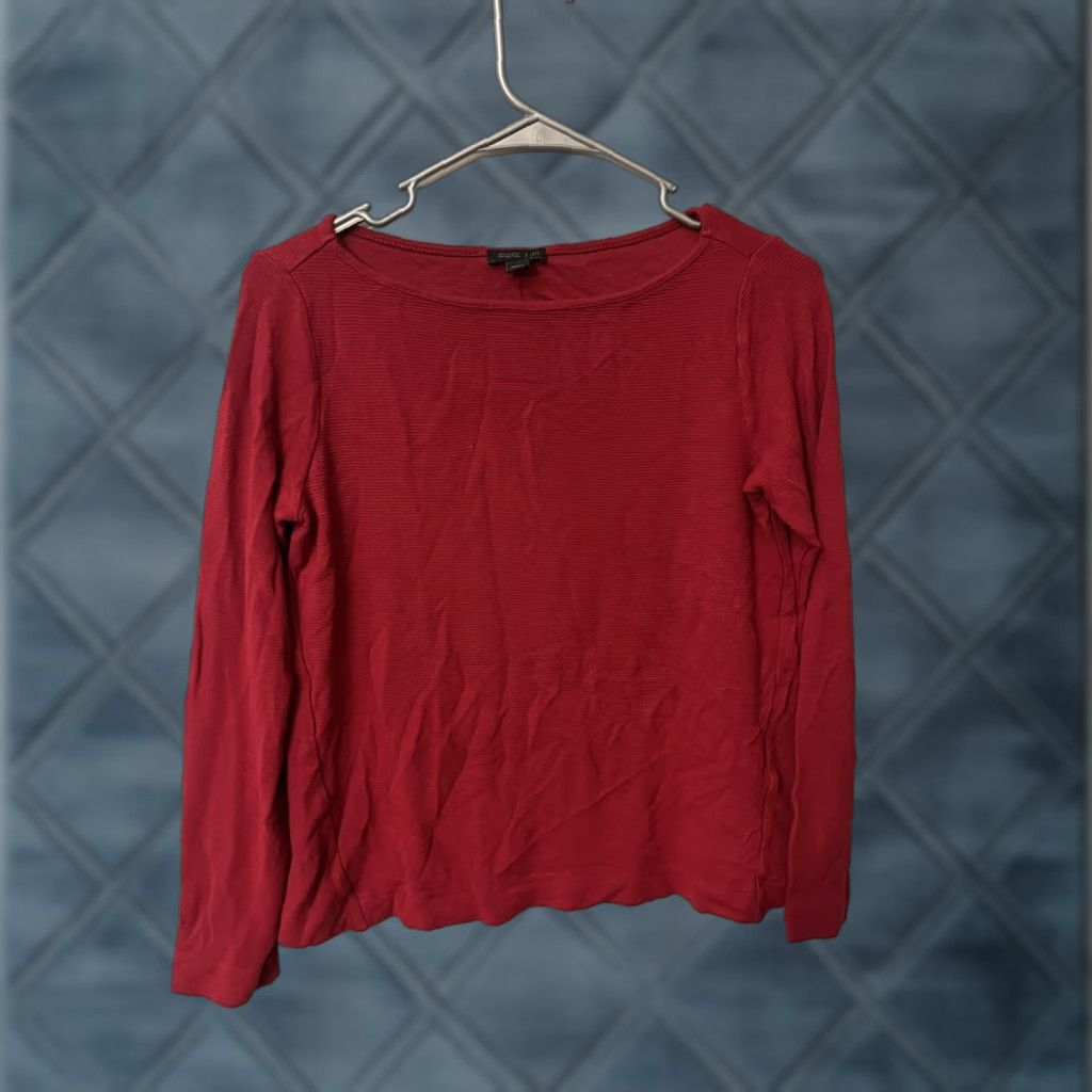 J. Jill J. Jill Top Womens Extra Small Pet Wearever Collection Red Long Sleeve Boat Neck Blouse Size XS / US 0-2 / IT 36-38 - 1 Thumbnail