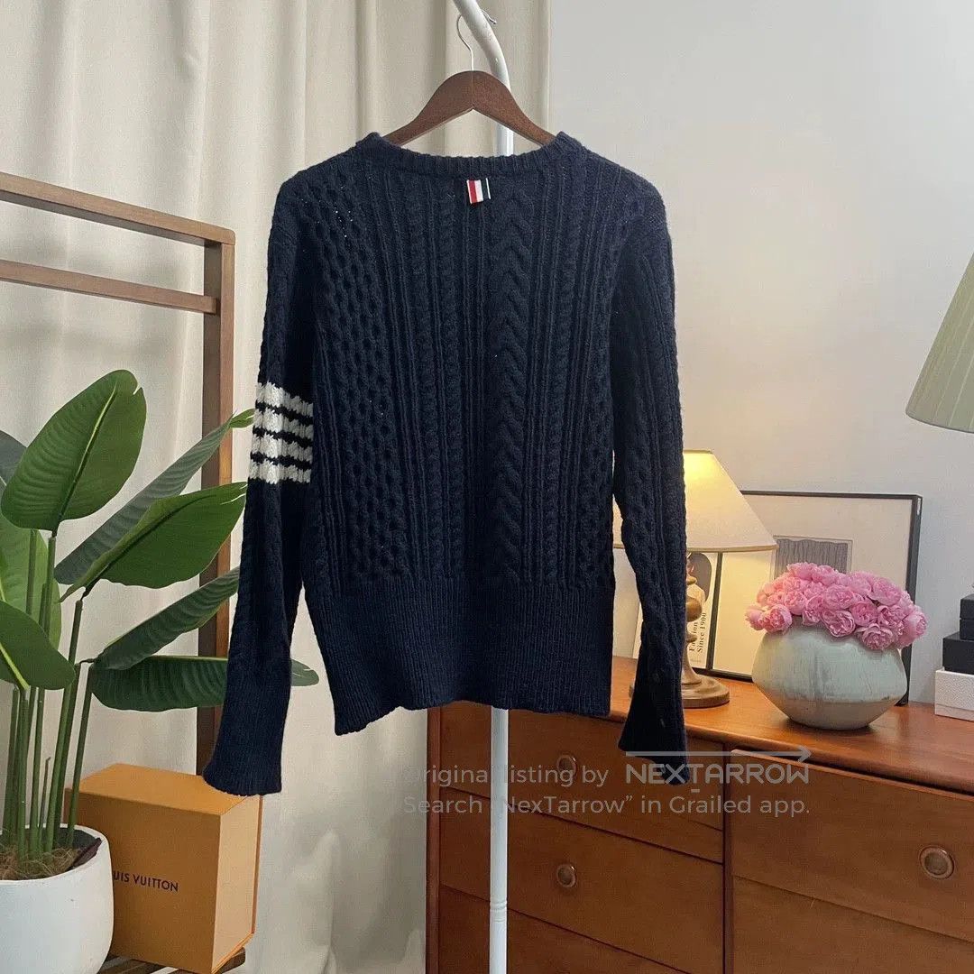 Thom Browne THOM BROWNE 4-Stripe Wool Sweater. Size US L / EU 52-54 / 3 - 1 Thumbnail