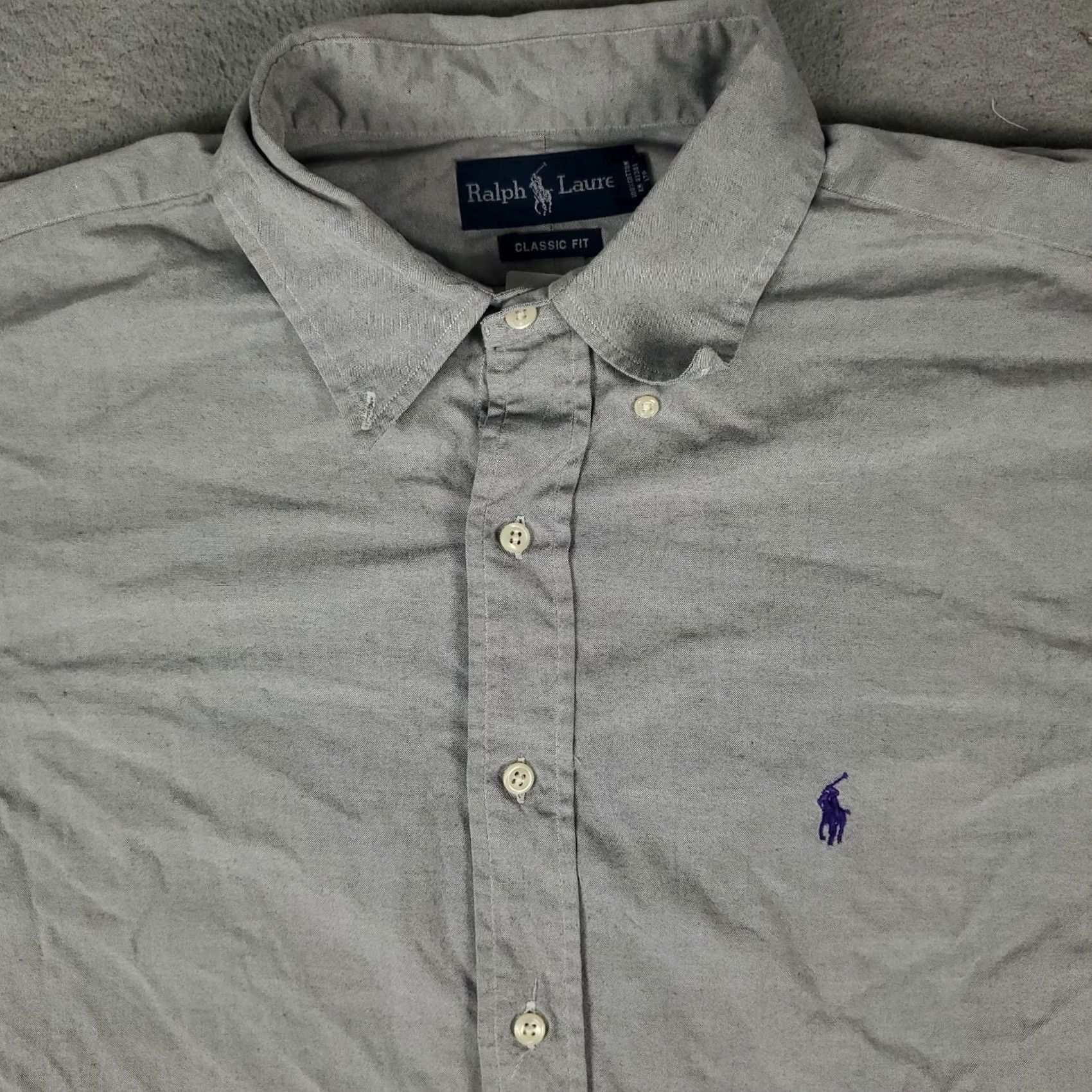 Ralph Lauren Ralph Lauren Shirt Mens 17.5 Gray Pony Dress Button Up Long Sleeve Size 48R - 2 Thumbnail