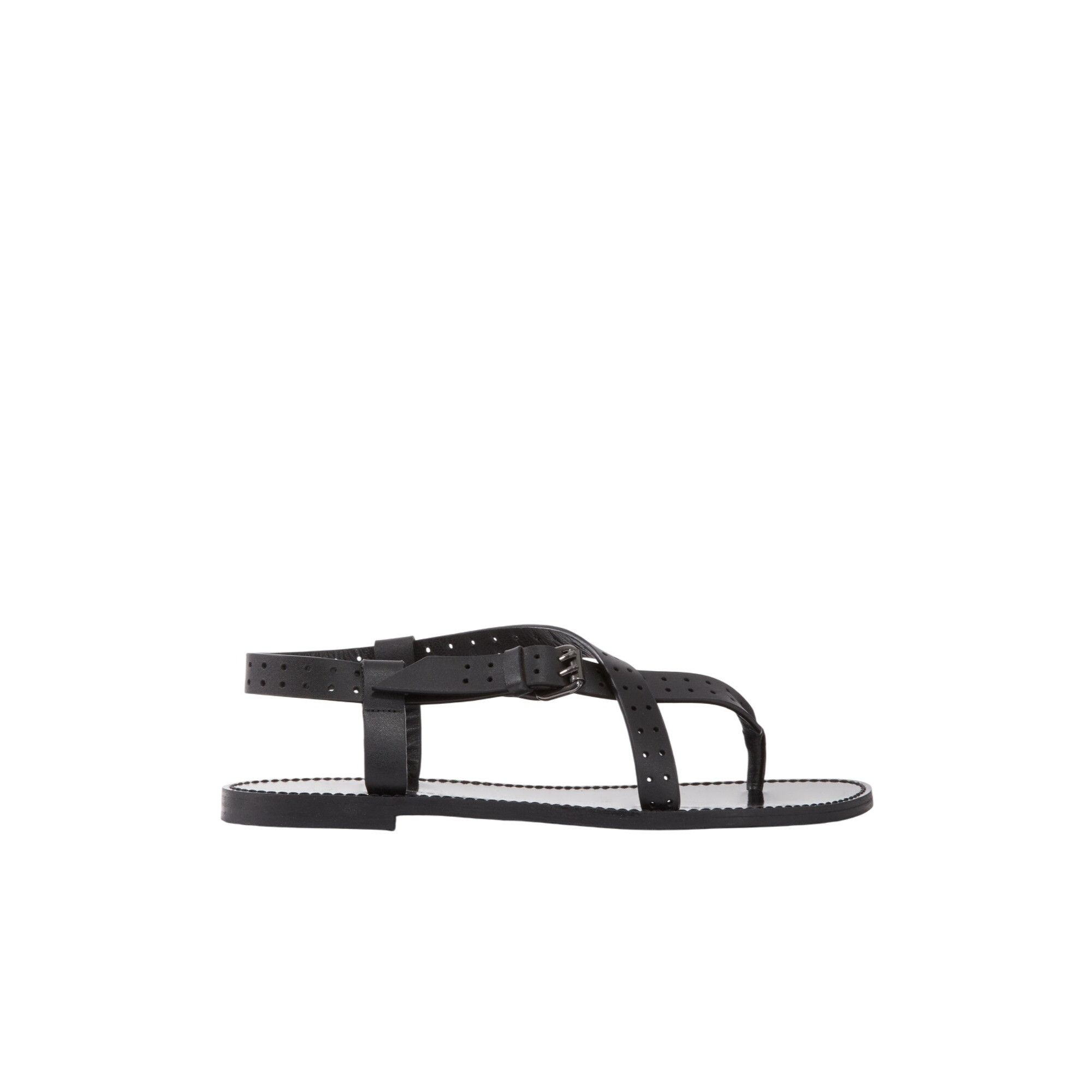 The Kooples Black Leather Flip-Flop Sandals With Adjustable Strap & Buck Size US 5 / IT 35 - 1 Thumbnail