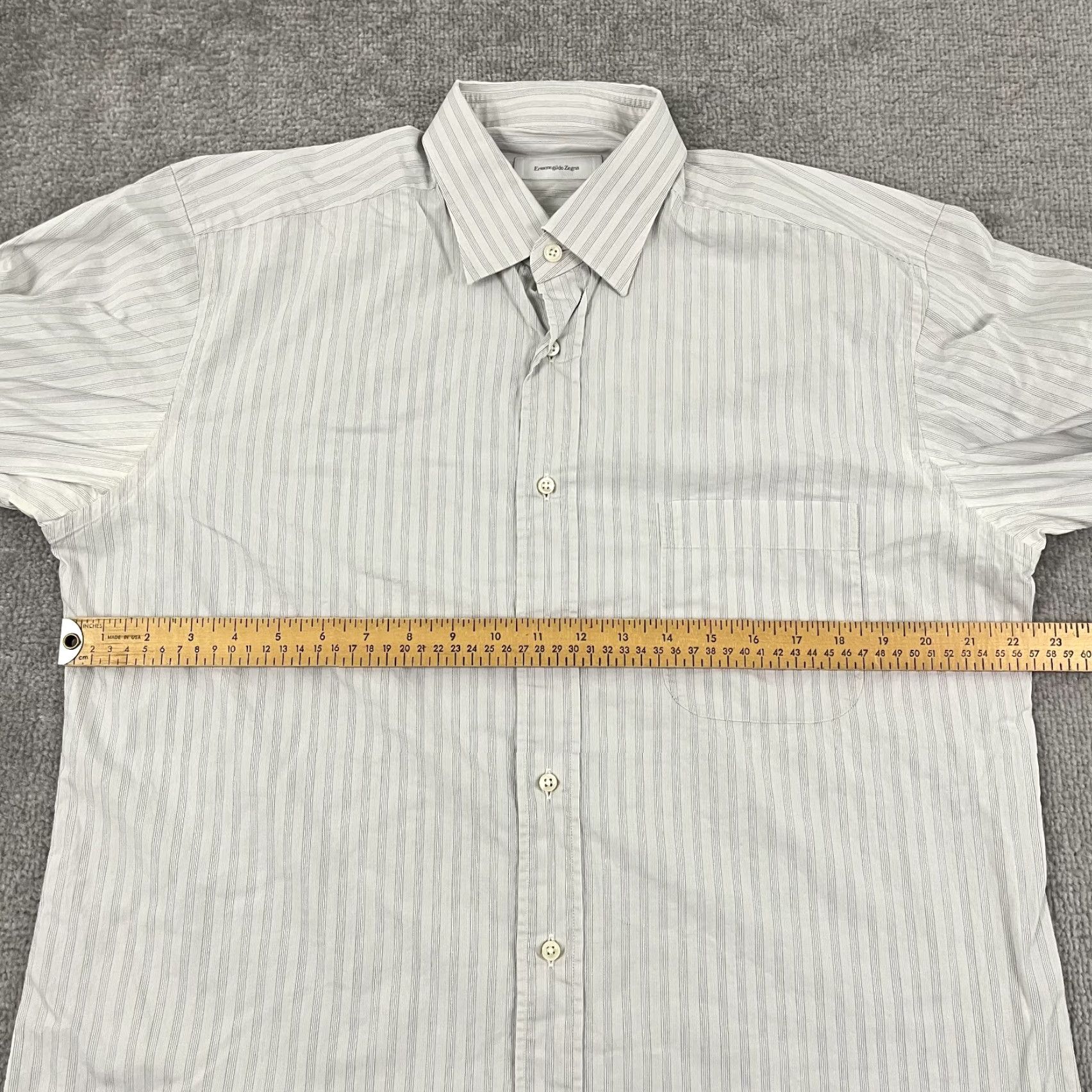 Ermenegildo Zegna VINTAGE Ermenegildo Zegna Dress Shirt Men 42 16.5 Gray Striped Long Sleeve Business Casual Formal Size 42R - 6 Thumbnail