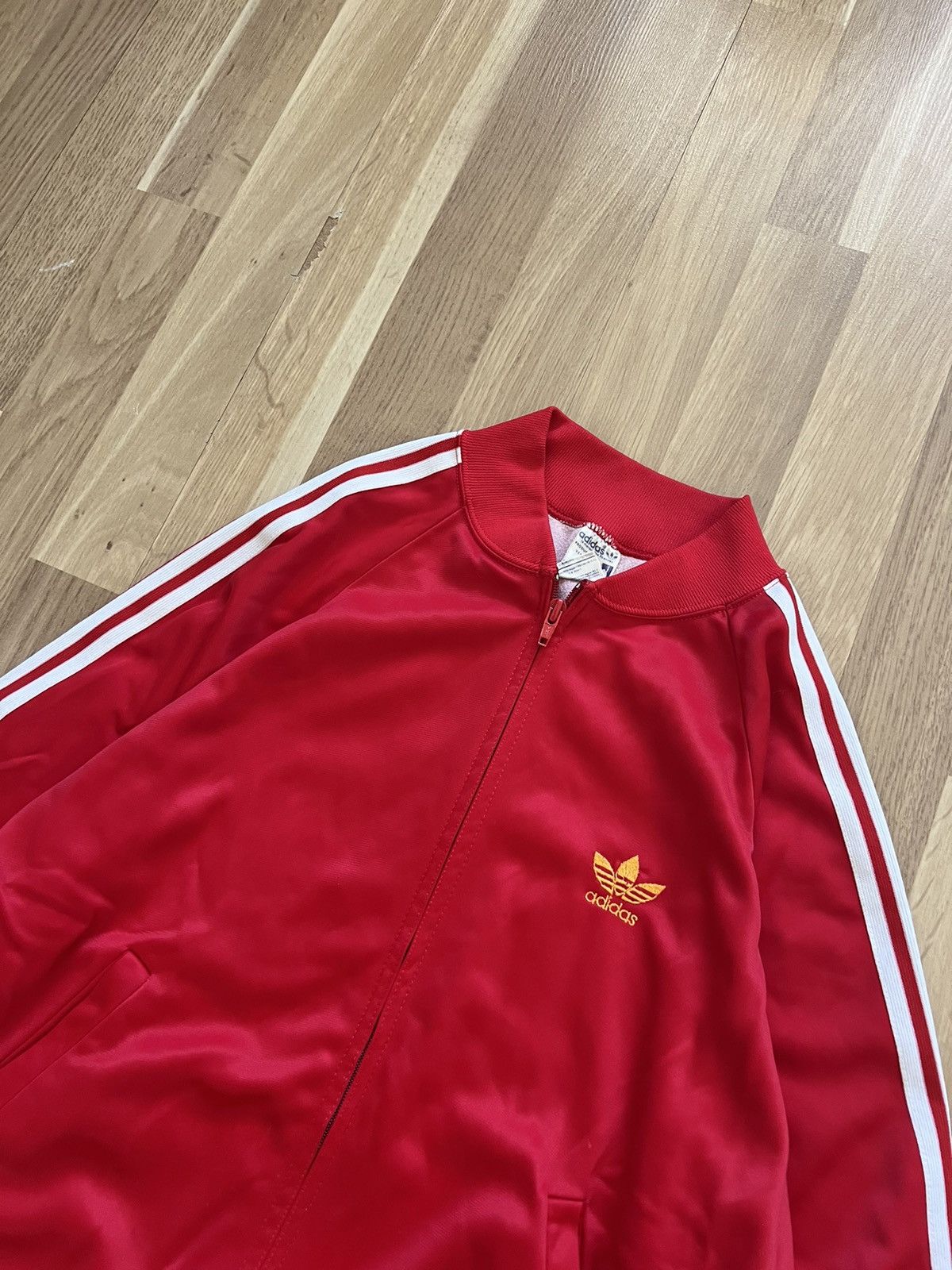 Adidas × Vintage Vintage 70s 80s Adidas Spell Out Striped Track Jacket red Size US S / EU 44-46 / 1 - 4 Thumbnail