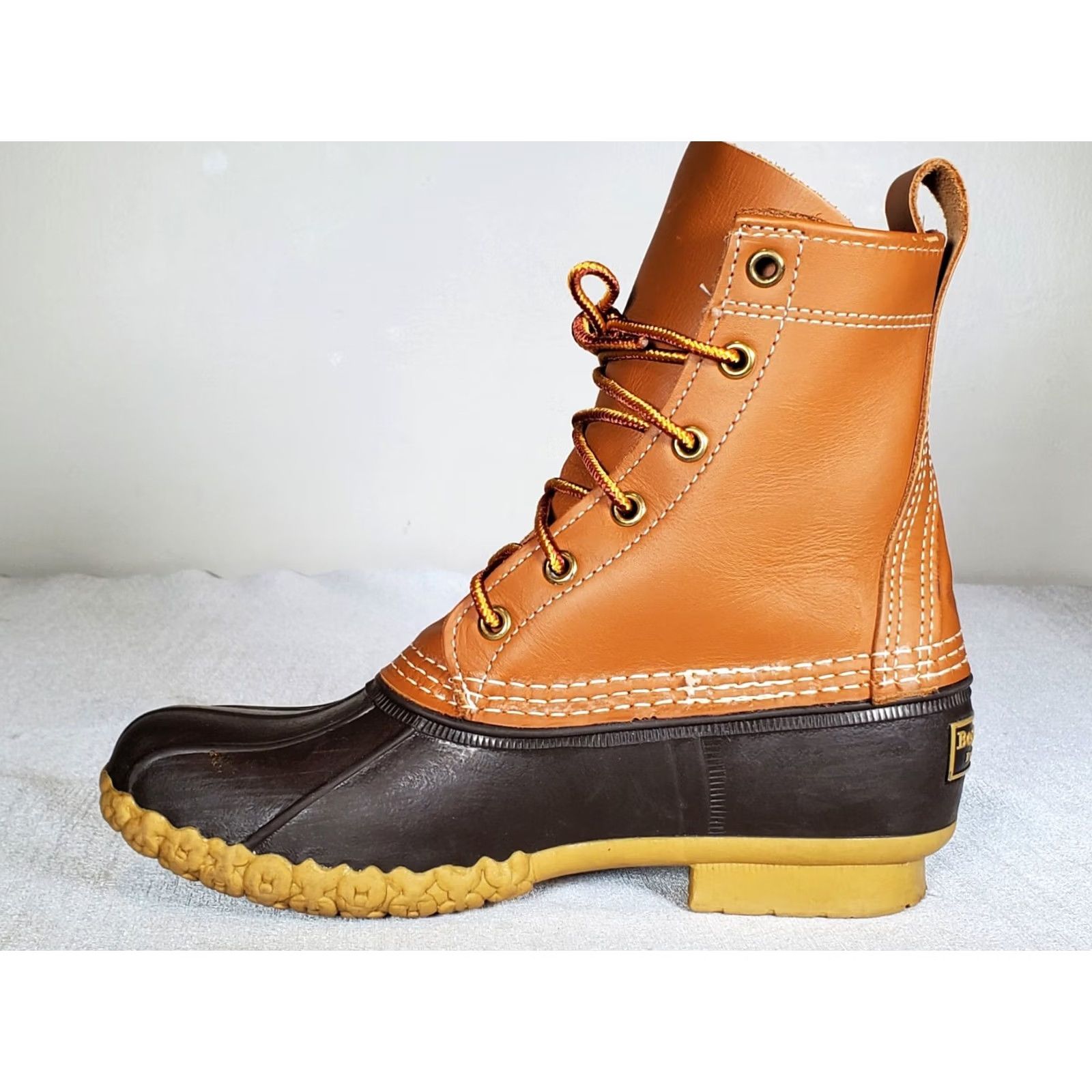 Vintage L.L. Bean 8" Duck Boots Brown Leather Waterproof Rain Hunting Womens US 6 M Size US 6 / IT 36 - 3 Thumbnail