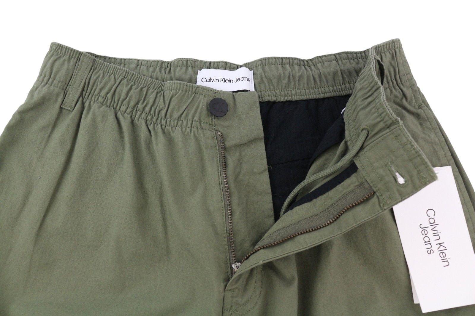 Calvin Klein ESSENTIAL REGULAR XS Green Cargo Waist Logo Trousers 85166 Size US 31 - 4 Thumbnail