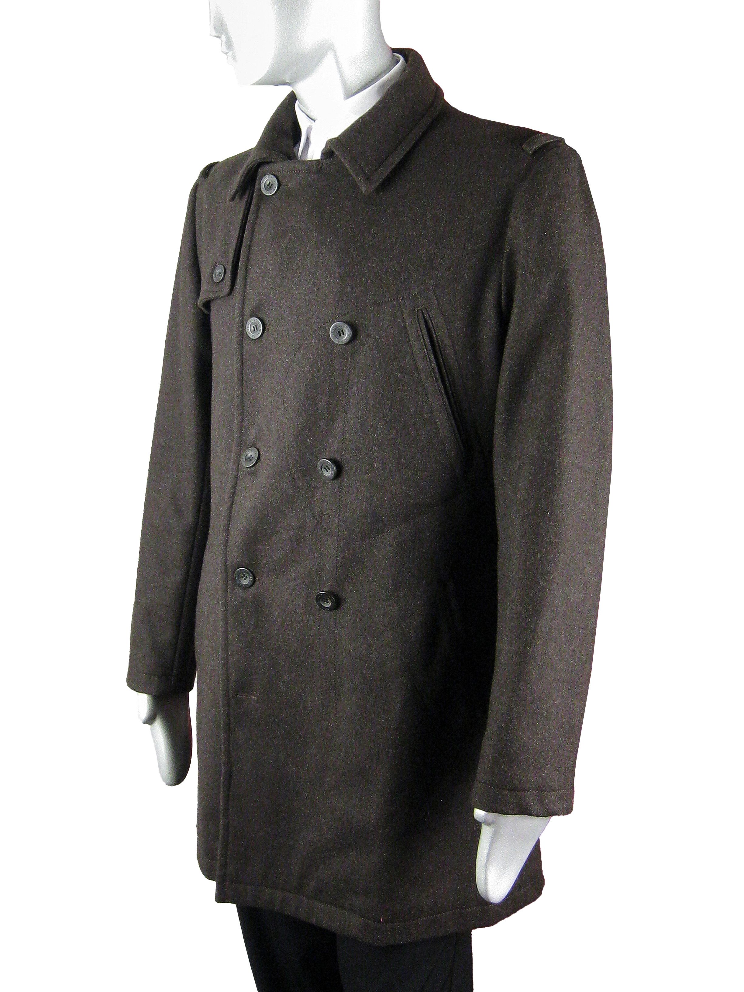 Vintage Y2K John Rocha men's woolen double-breasted dark brown coat Size US M / EU 48-50 / 2 - 7 Thumbnail