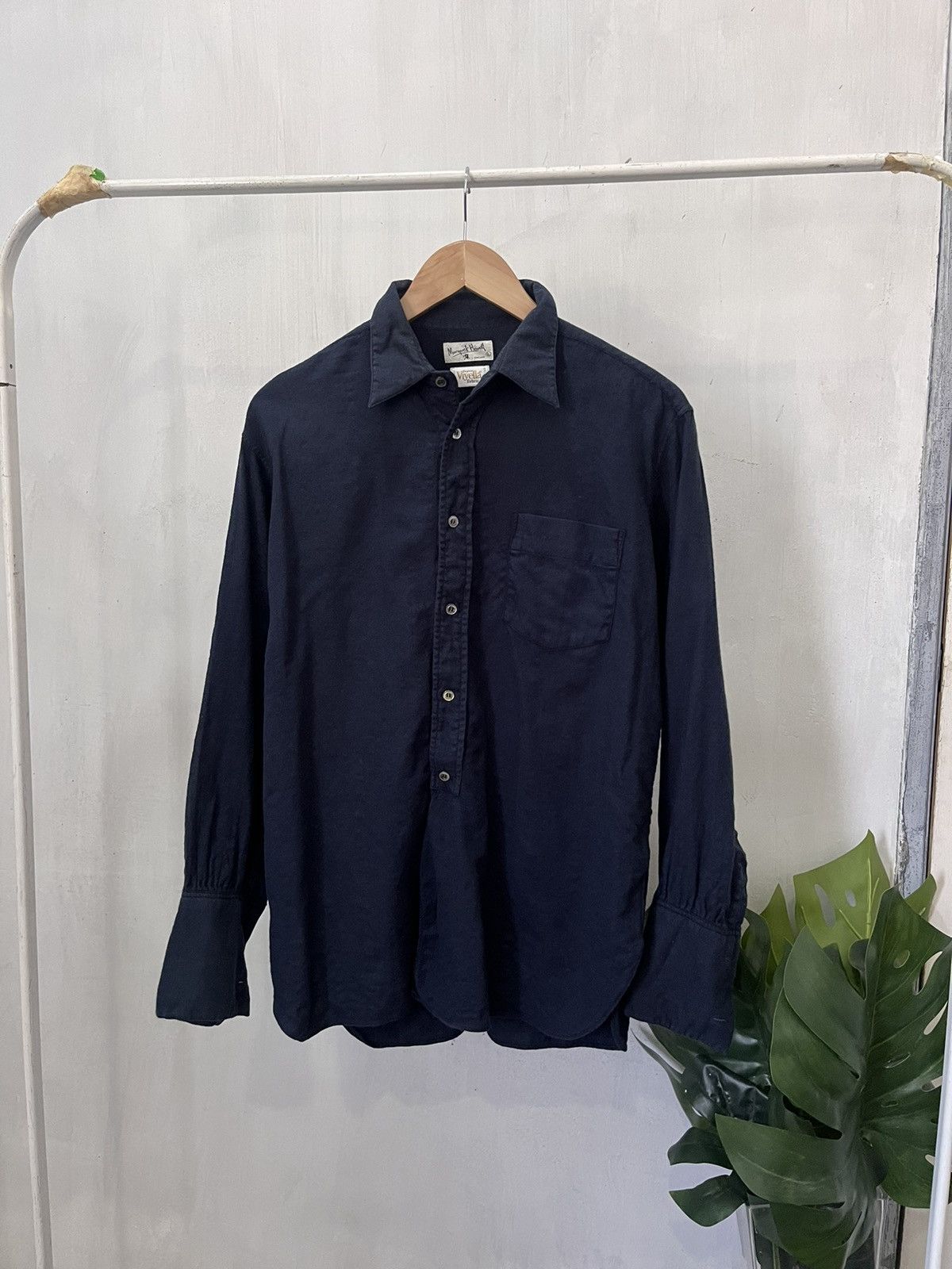 image of Margaret Howell x Viyella Fabric Button Shirt in Black, Men's (Size XL)