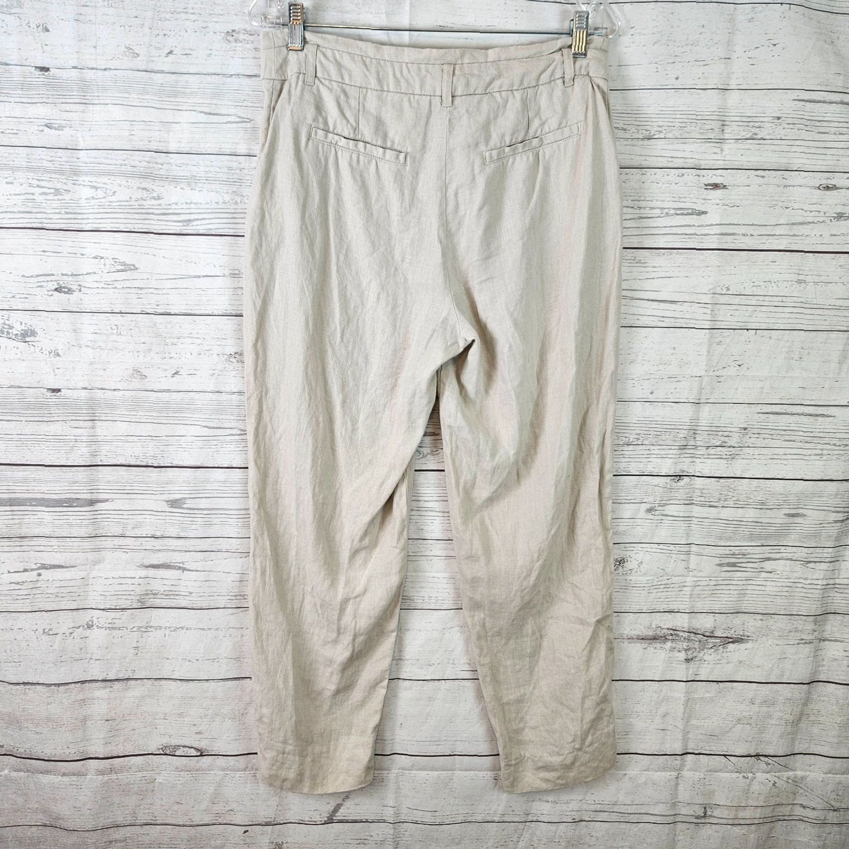 Vintage Caroll Paris Womens Linen Cropped Pants 38 Beige High Rise Cropped Linen Pants Womens 38 Beige Caroll Paris Size 26" / US 2 / IT 38 - 3 Thumbnail
