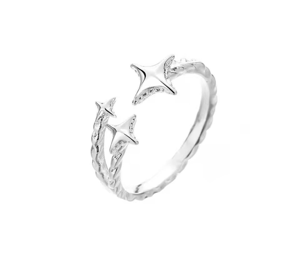 Jewelry Silver Color Four Pointed Star Rings Size ONE SIZE - 5 Thumbnail