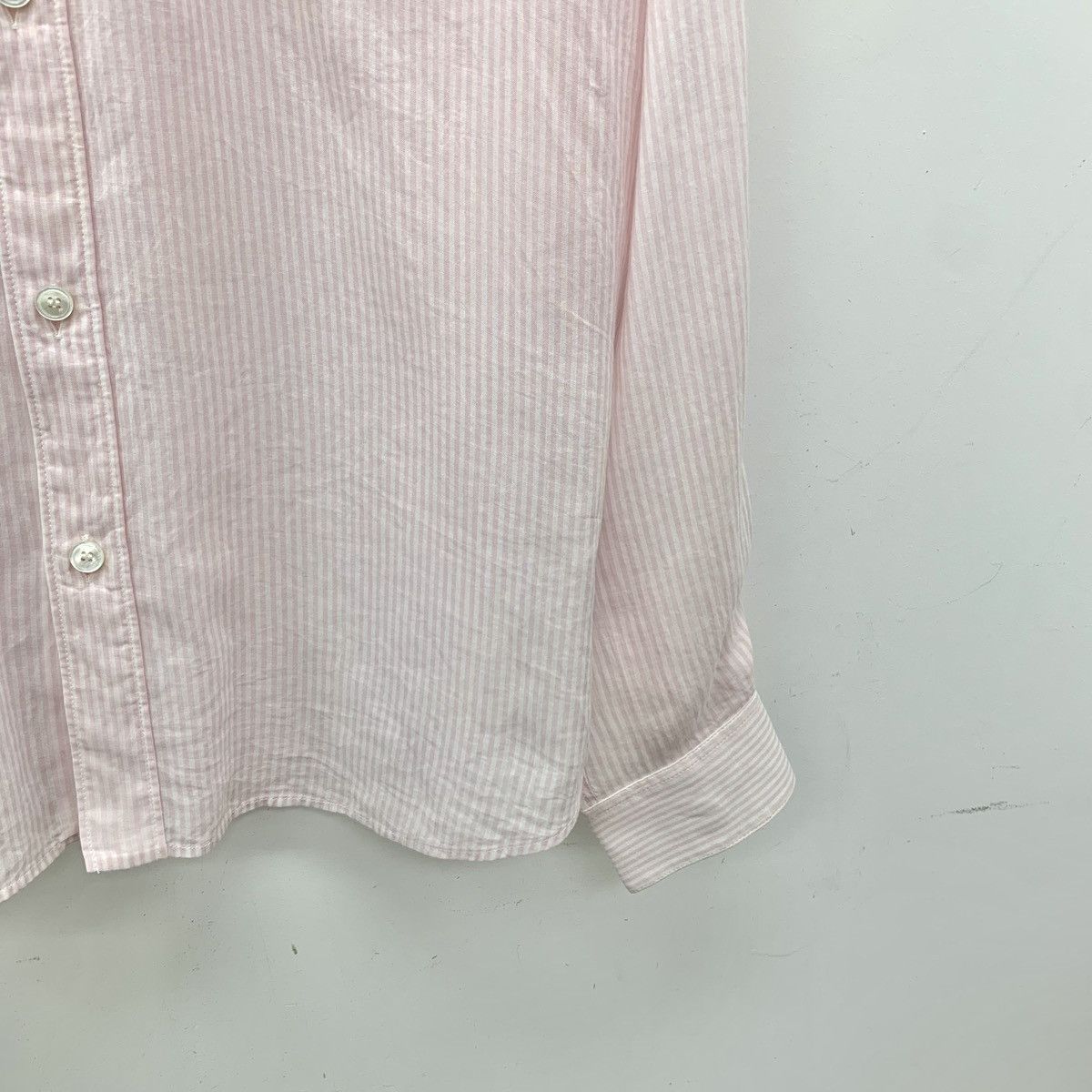 Celine Celine Pink Striped Carriage Long Sleeve Shirt K26WX Size S / US 4 / IT 40 - 4 Thumbnail