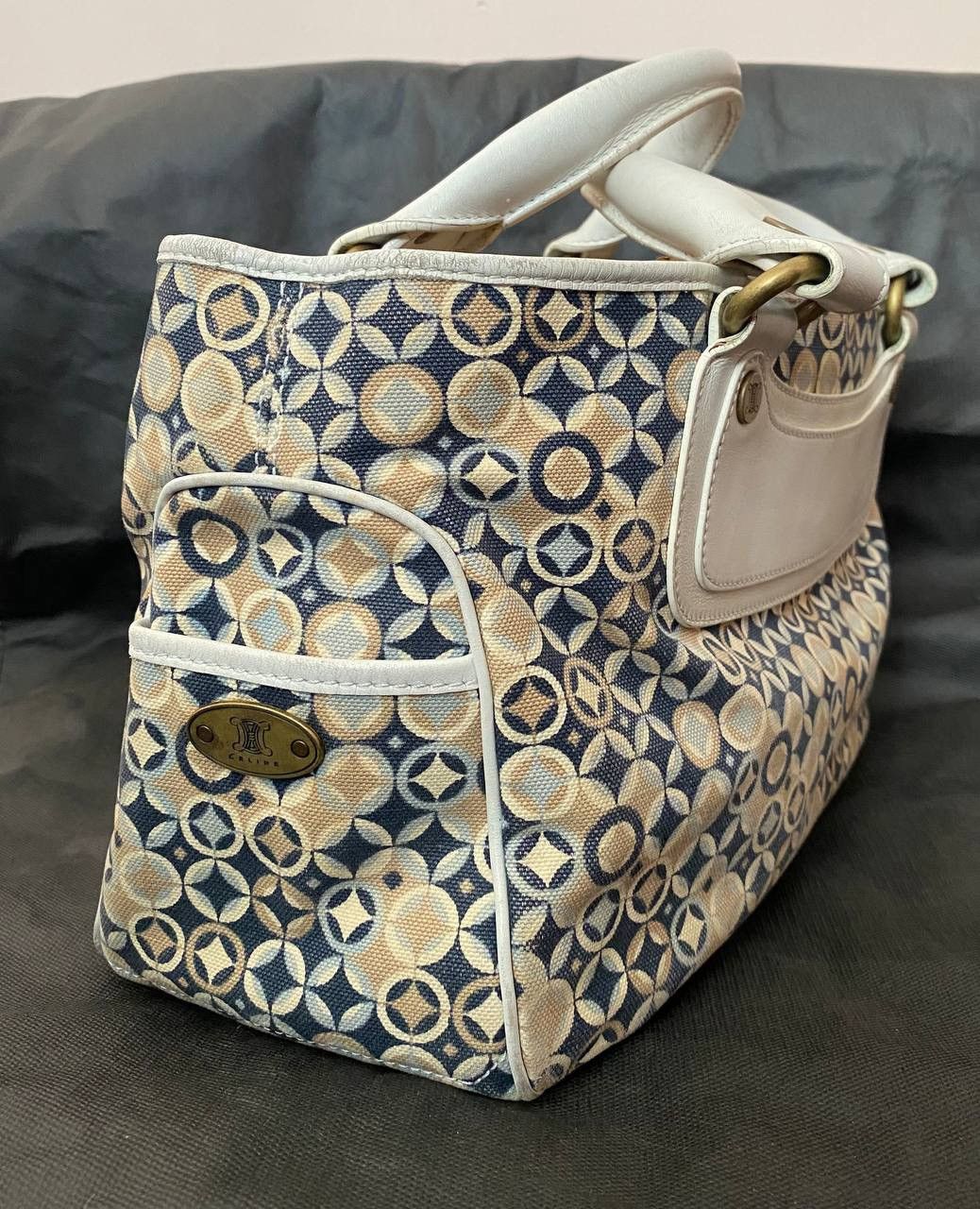 Celine 🔥 Celine Tote Bag Hand Ladies Boogie Navy Beige White Canvas Size ONE SIZE - 4 Thumbnail