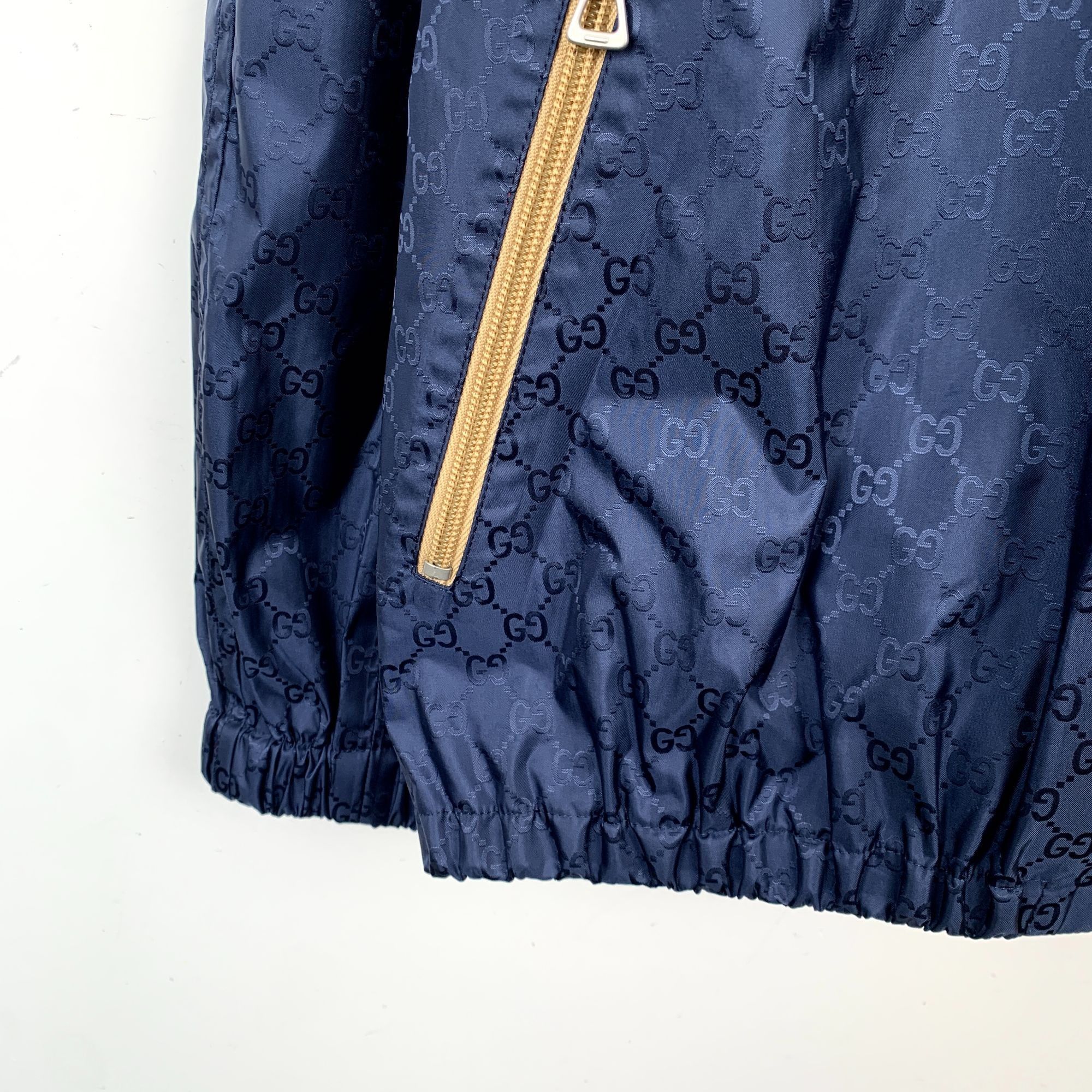 Gucci Gucci Navy Blue Logo Printed Hooded Zipper Jacket Size 42 XX Size US XXS / EU 40 - 5 Thumbnail